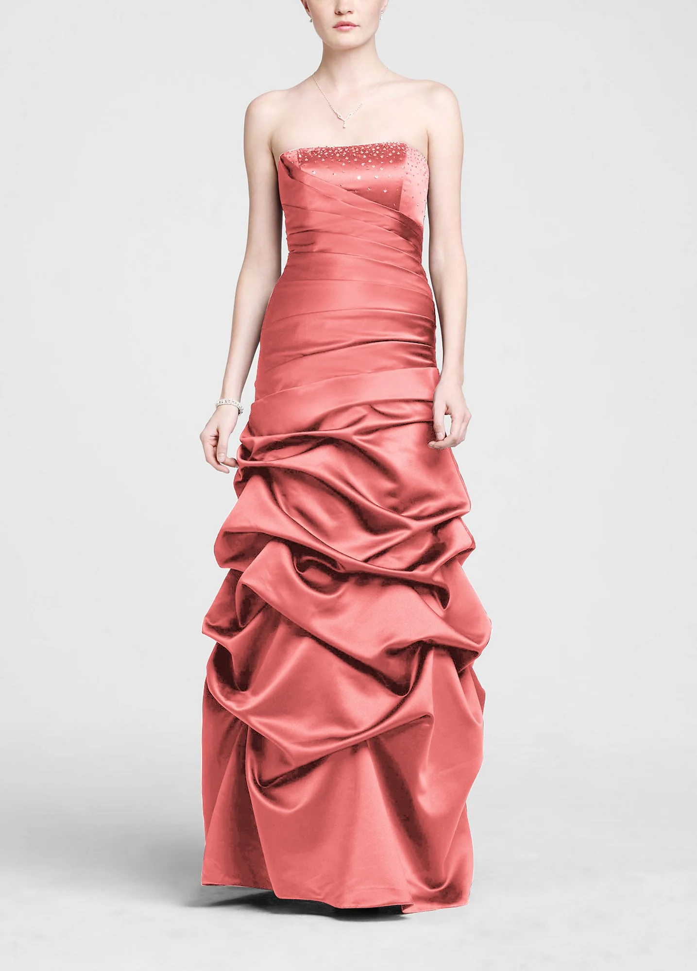 Strapless Satin Pick Up Ball Gown with Beaded Bust - Image 4