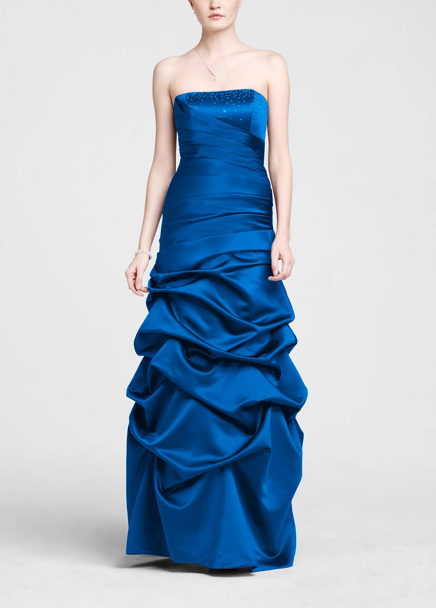 Strapless Satin Pick Up Ball Gown with Beaded Bust - Image 5
