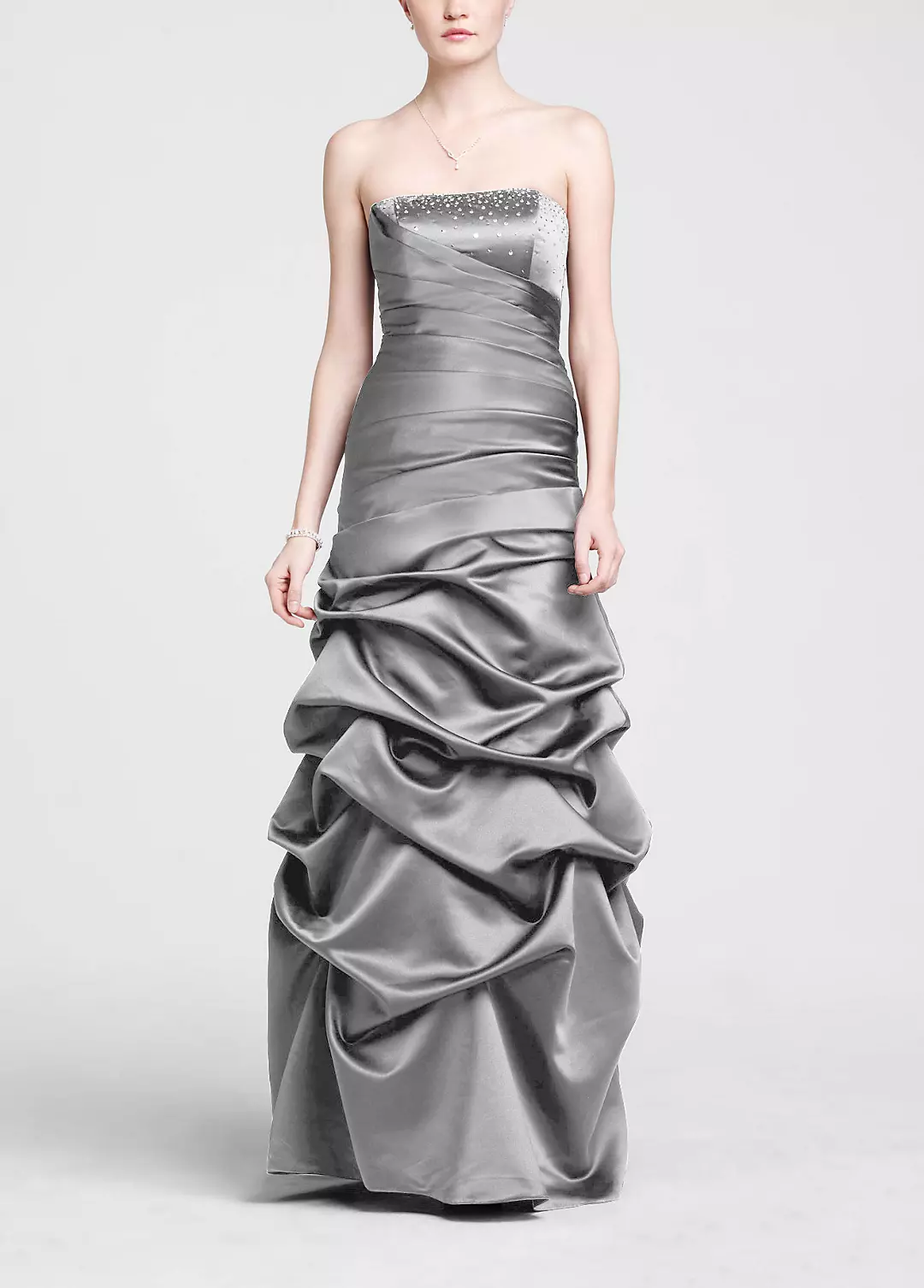 Strapless Satin Pick Up Ball Gown with Beaded Bust - Image 6
