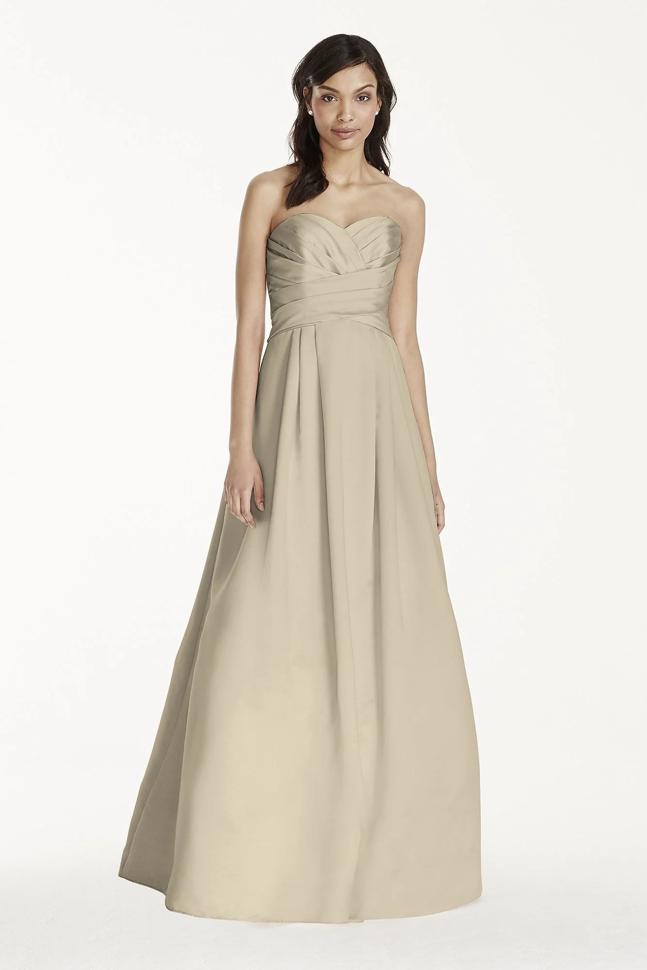 Strapless Satin Pleated Bodice Ball Gown - Image 11