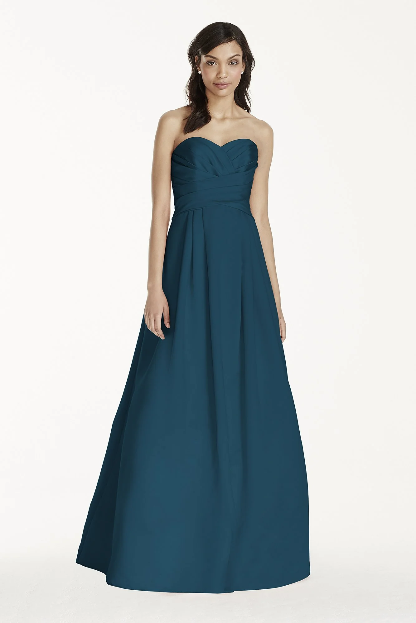 Strapless Satin Pleated Bodice Ball Gown - Image 13
