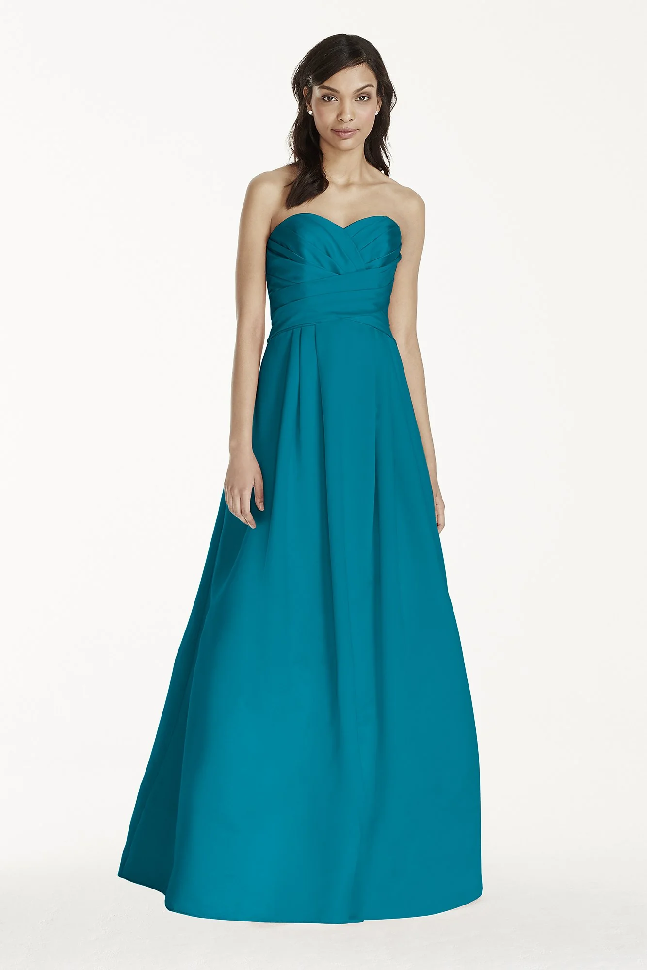 Strapless Satin Pleated Bodice Ball Gown - Image 16