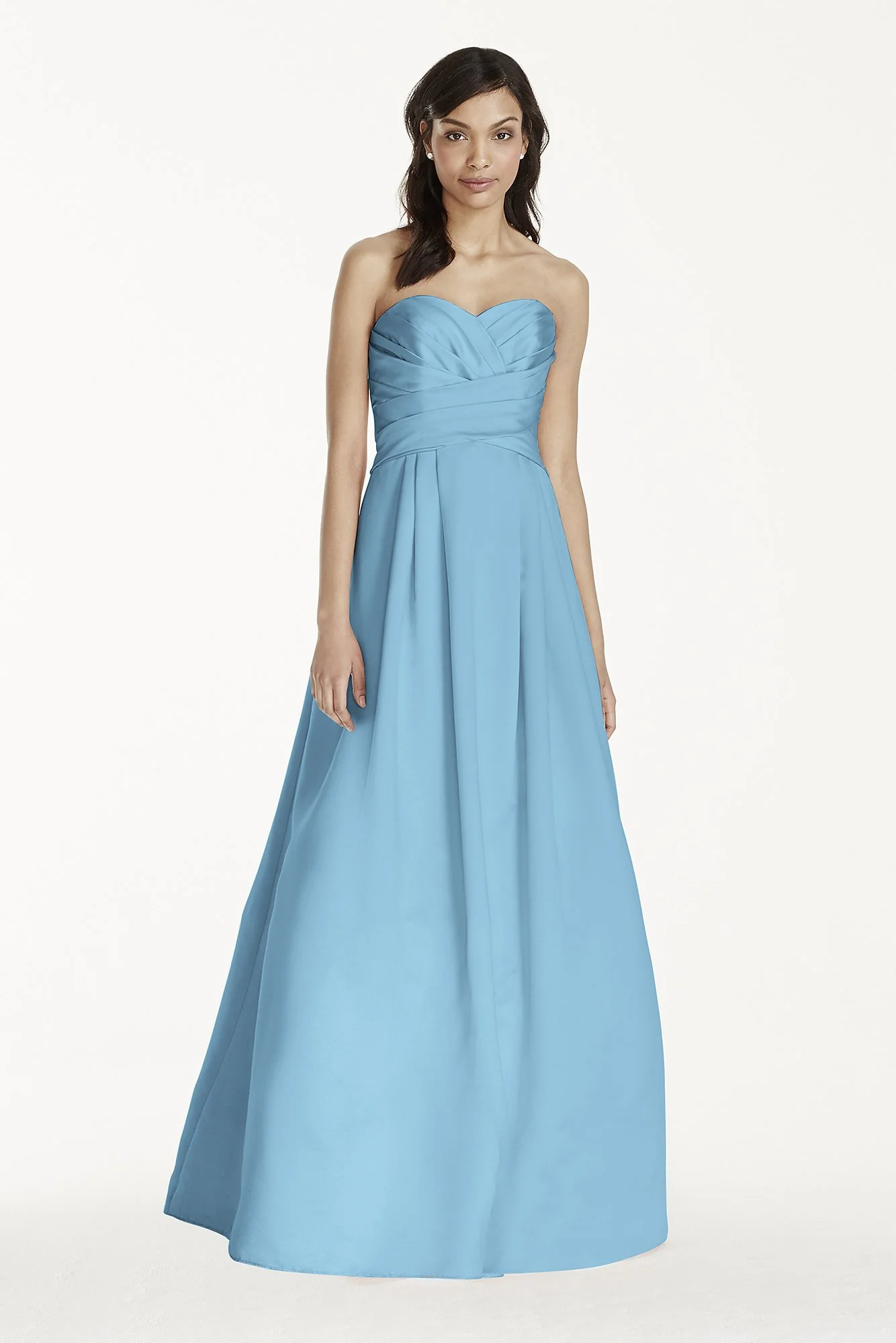 Strapless Satin Pleated Bodice Ball Gown - Image 23