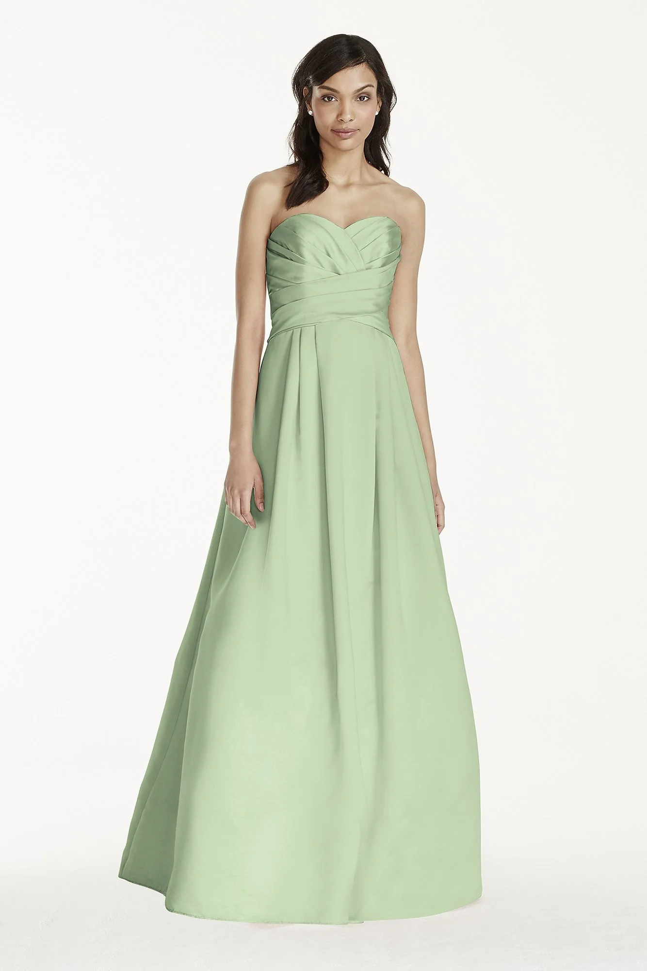 Strapless Satin Pleated Bodice Ball Gown - Image 26