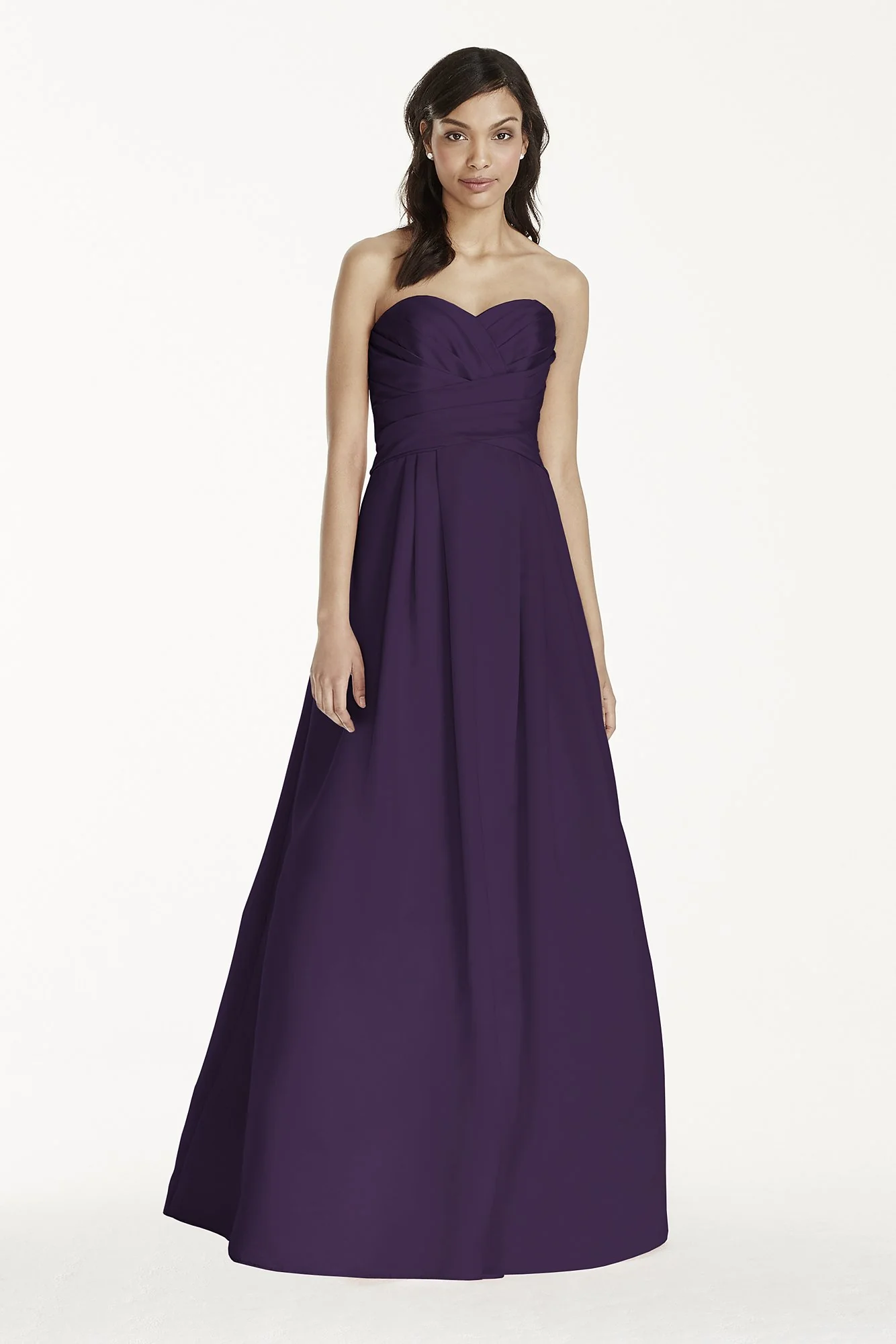 Strapless Satin Pleated Bodice Ball Gown - Image 29