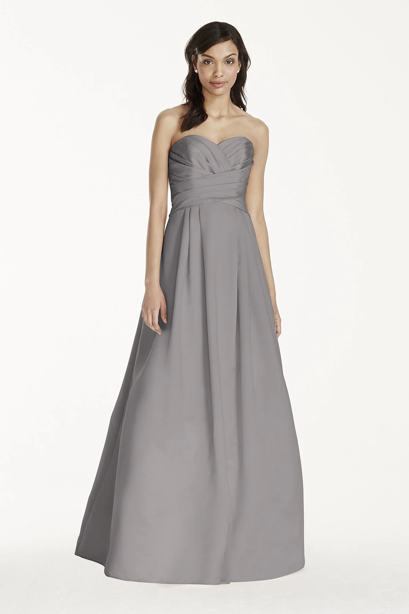 Strapless Satin Pleated Bodice Ball Gown - Image 32