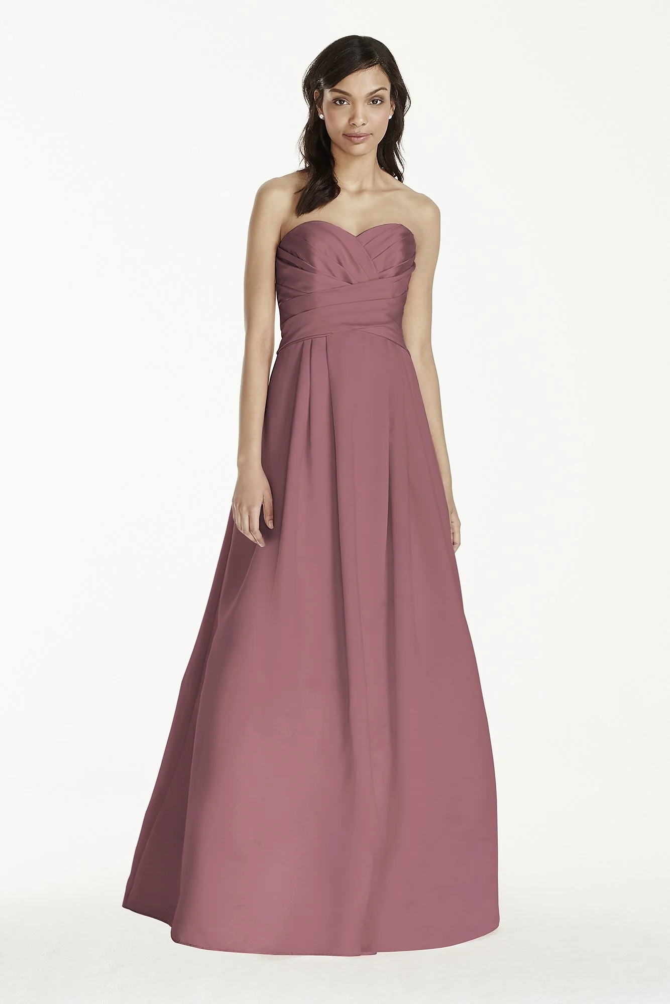 Strapless Satin Pleated Bodice Ball Gown - Image 37