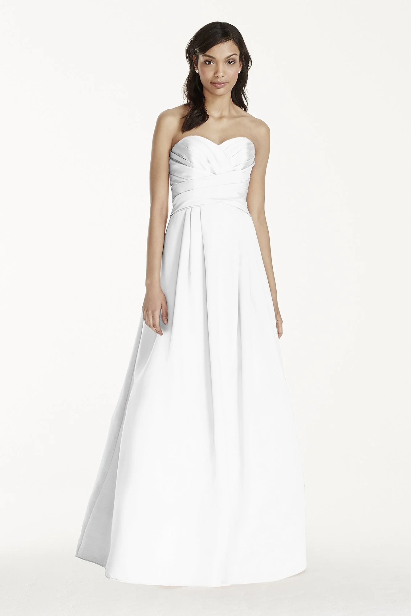 Strapless Satin Pleated Bodice Ball Gown - Image 4