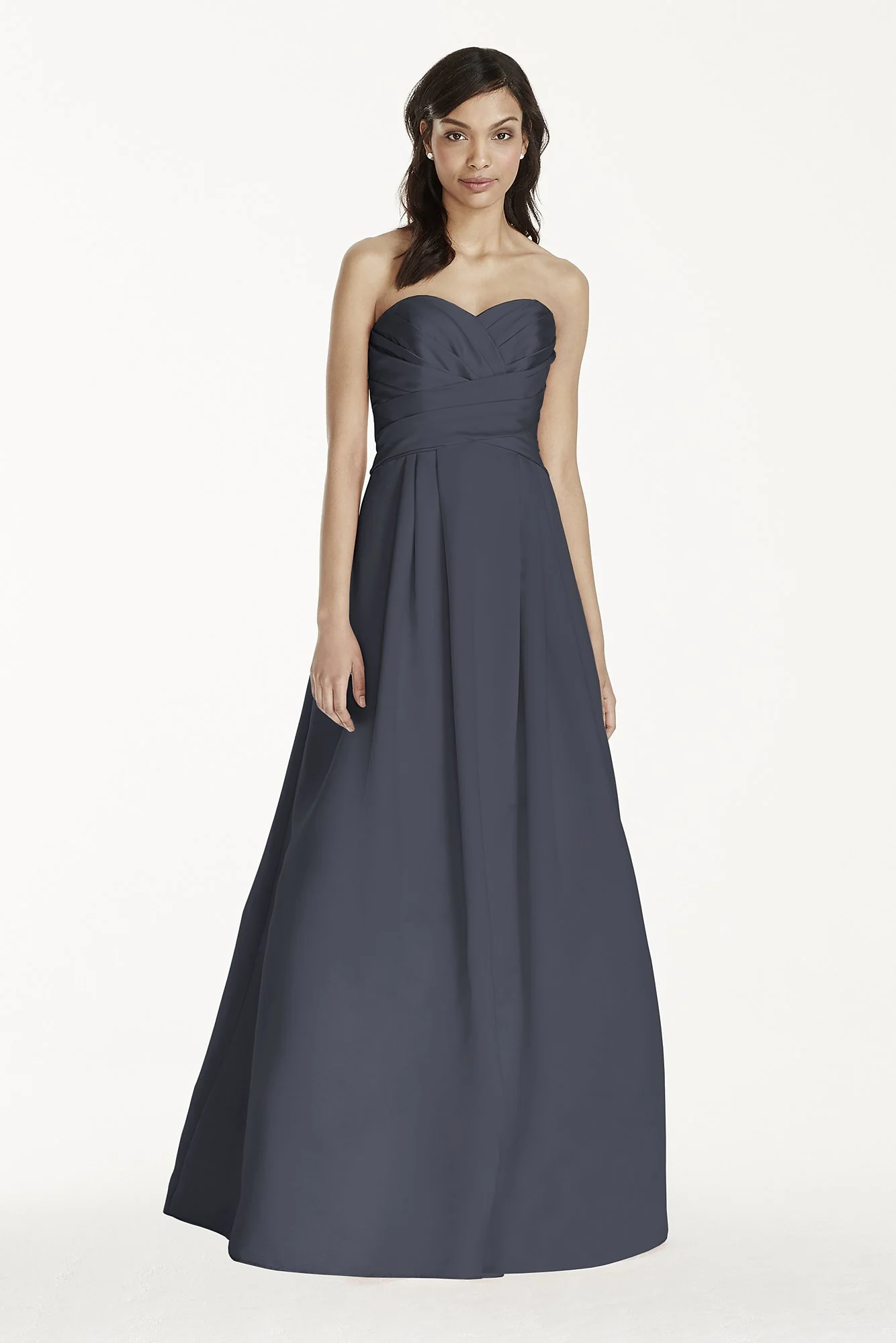 Strapless Satin Pleated Bodice Ball Gown - Image 43