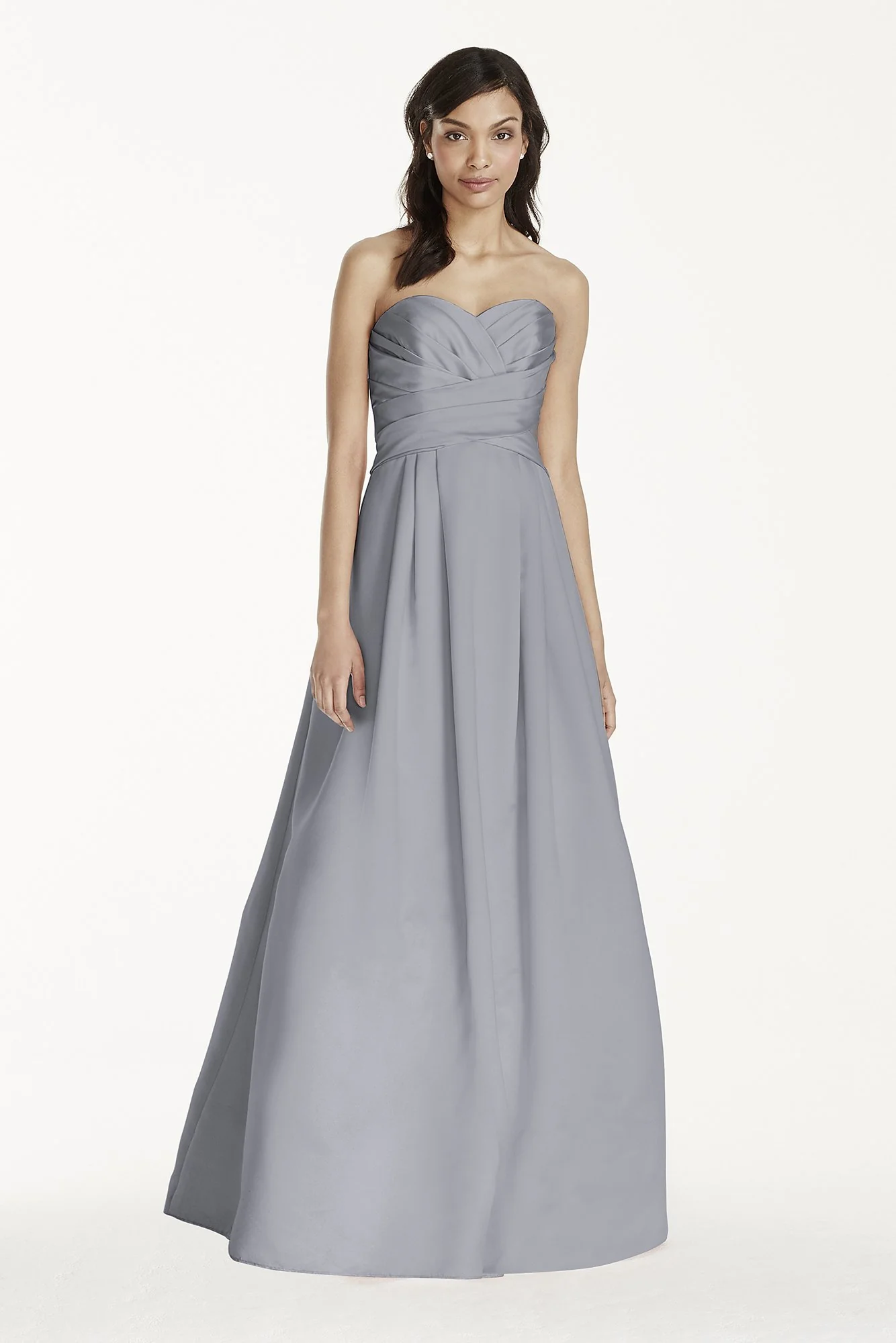 Strapless Satin Pleated Bodice Ball Gown - Image 46