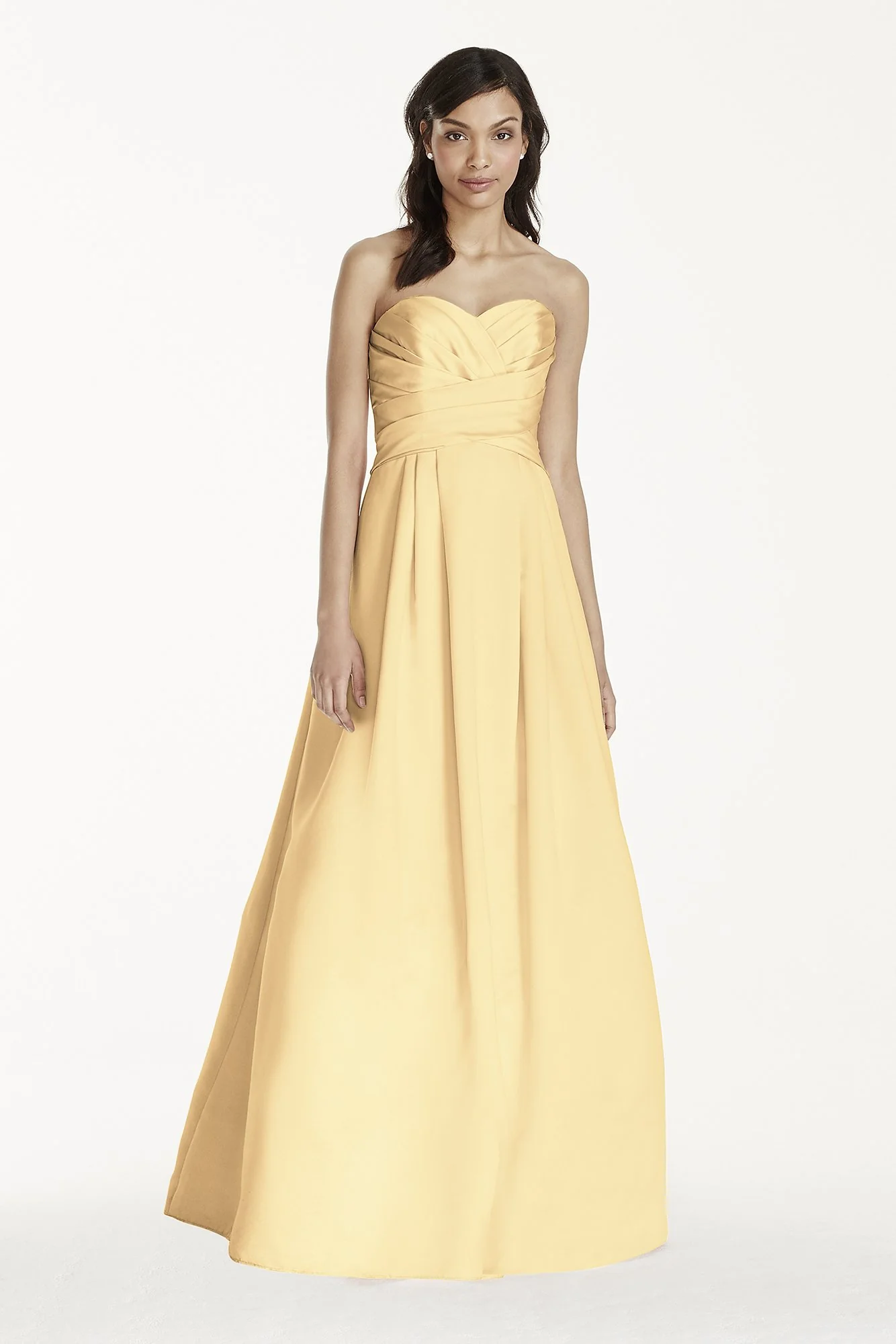 Strapless Satin Pleated Bodice Ball Gown - Image 48