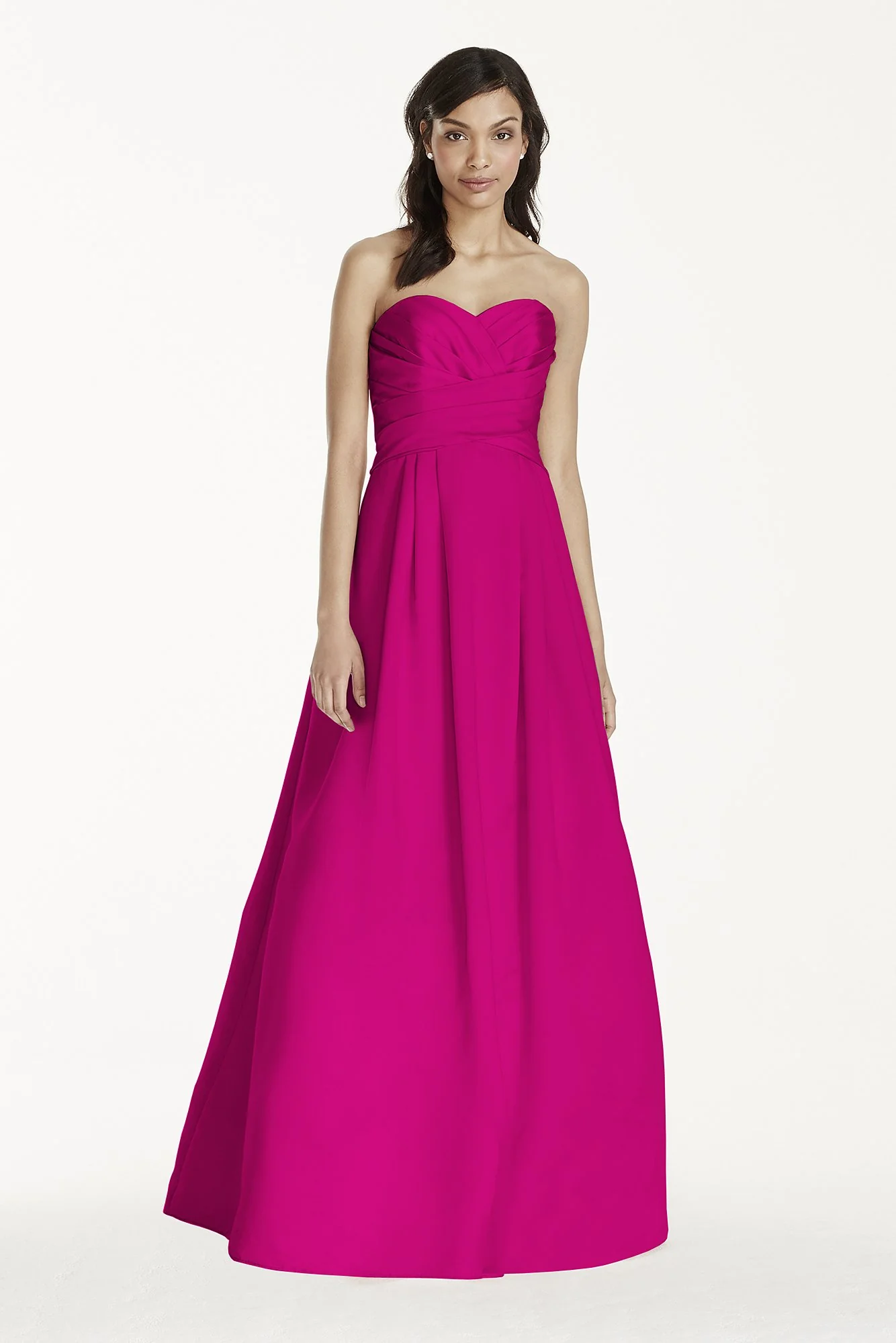Strapless Satin Pleated Bodice Ball Gown - Image 49