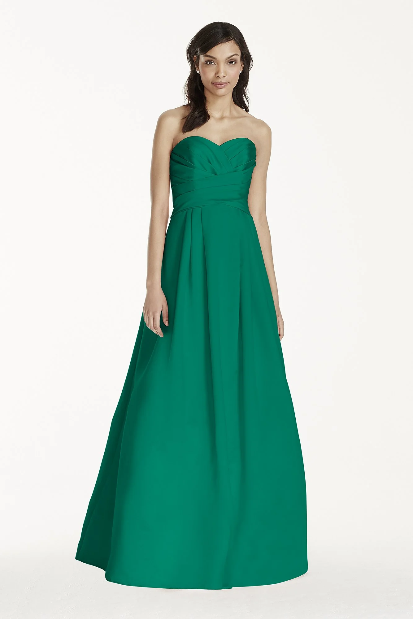 Strapless Satin Pleated Bodice Ball Gown - Image 51