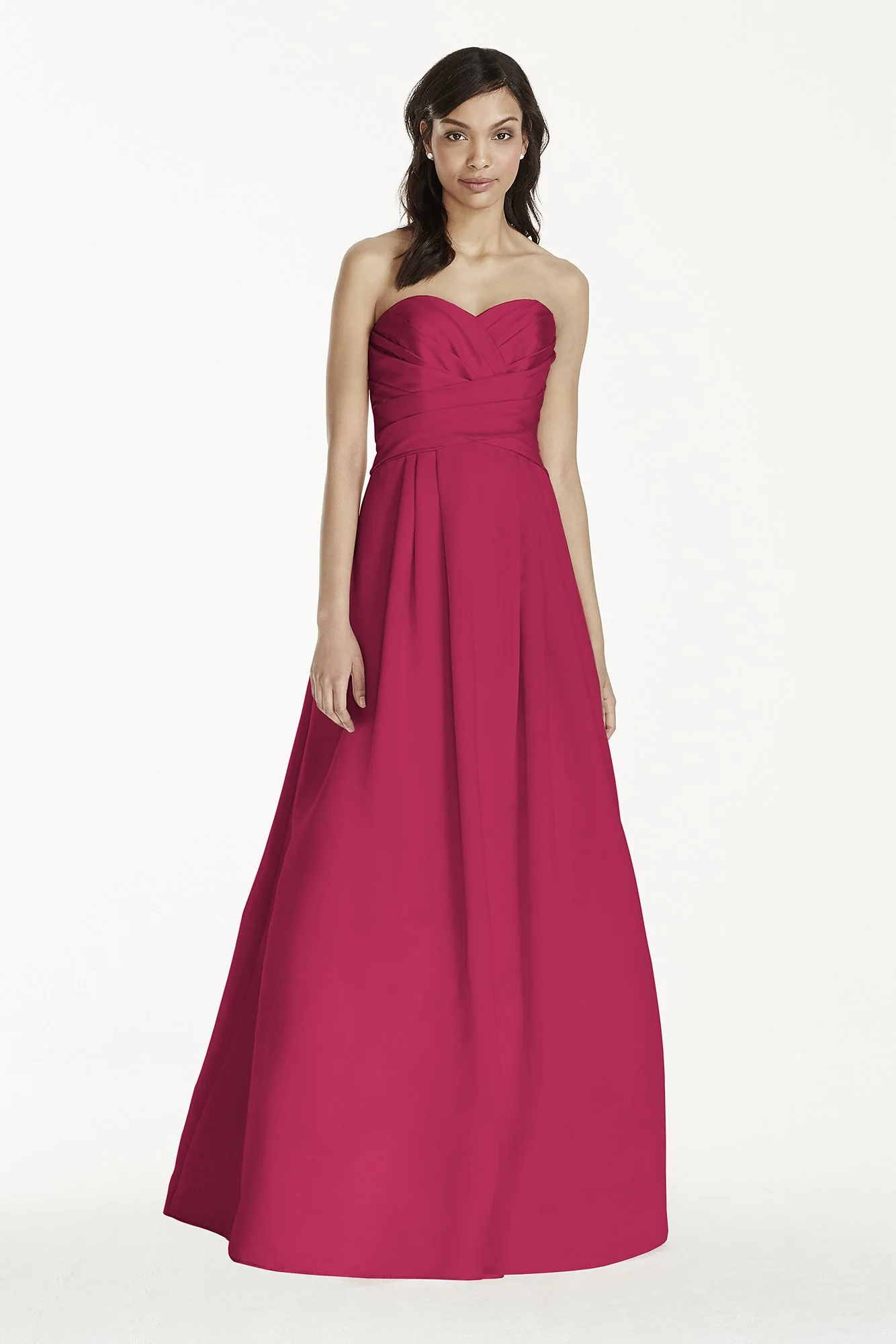 Strapless Satin Pleated Bodice Ball Gown - Image 54