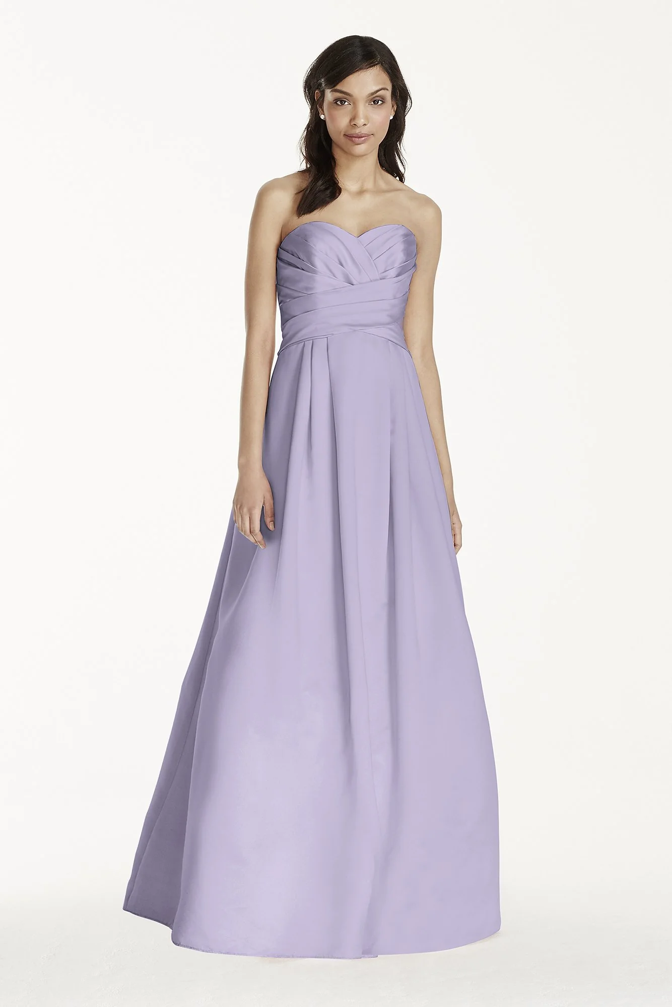 Strapless Satin Pleated Bodice Ball Gown - Image 58