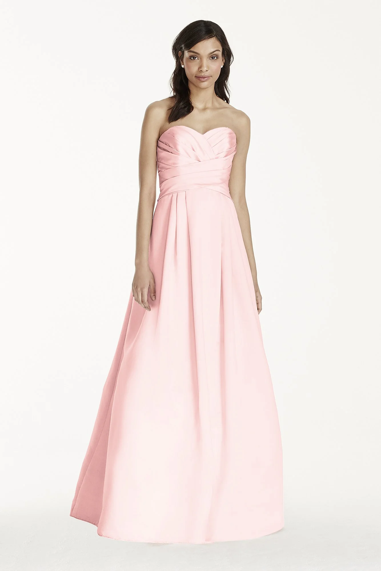 Strapless Satin Pleated Bodice Ball Gown - Image 60