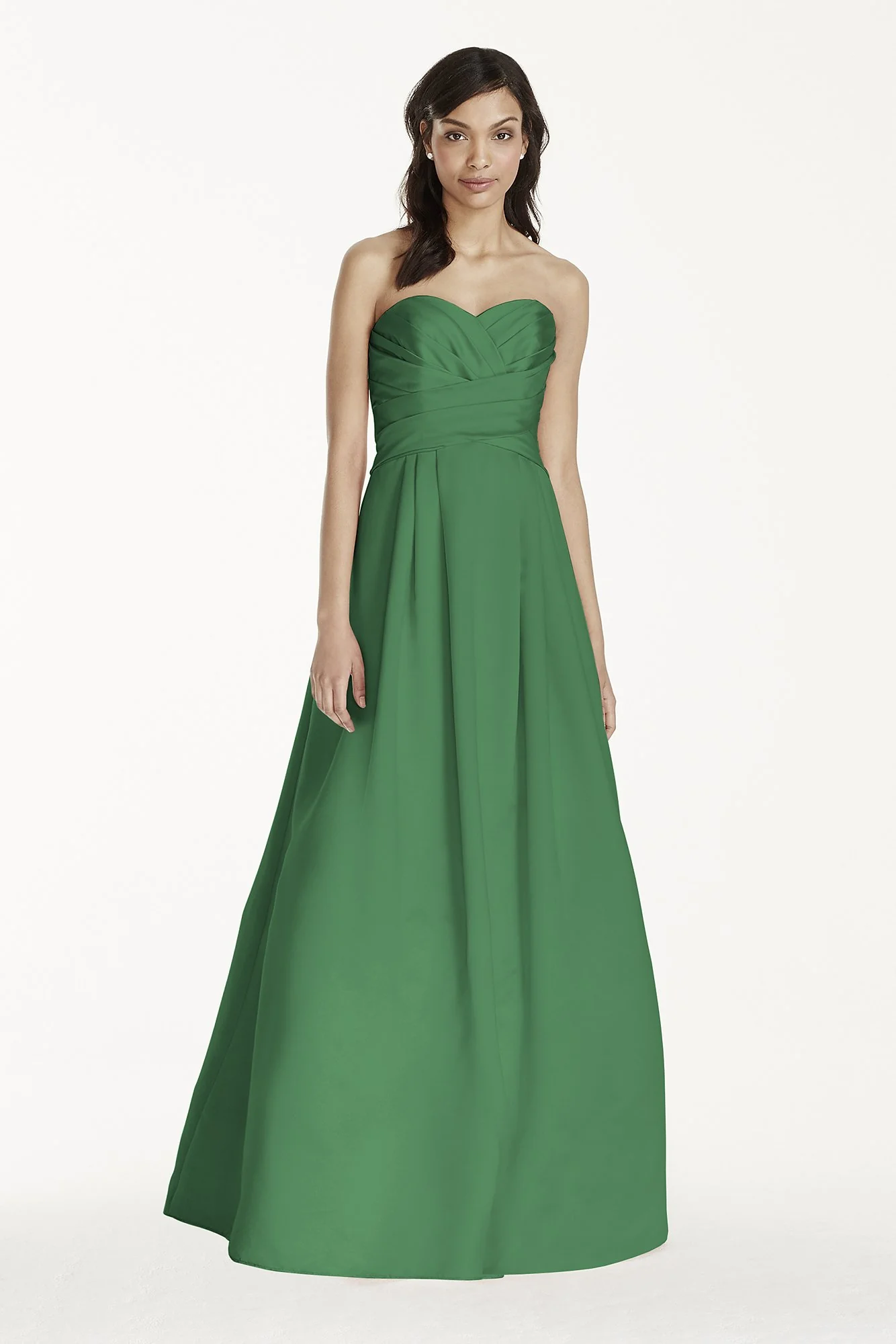 Strapless Satin Pleated Bodice Ball Gown - Image 62