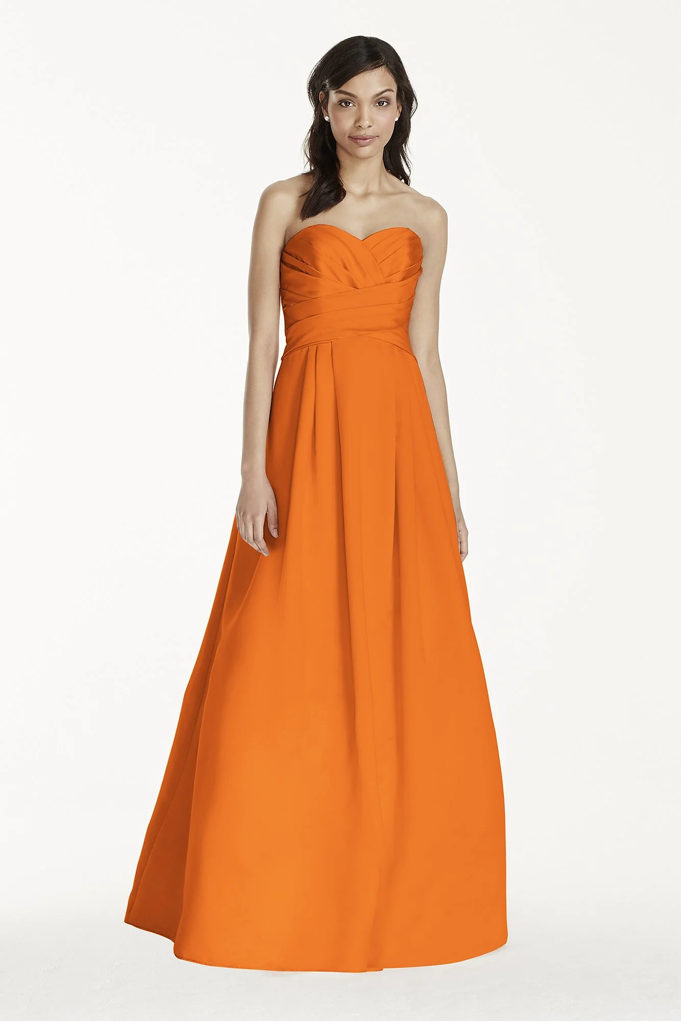 Strapless Satin Pleated Bodice Ball Gown - Image 64