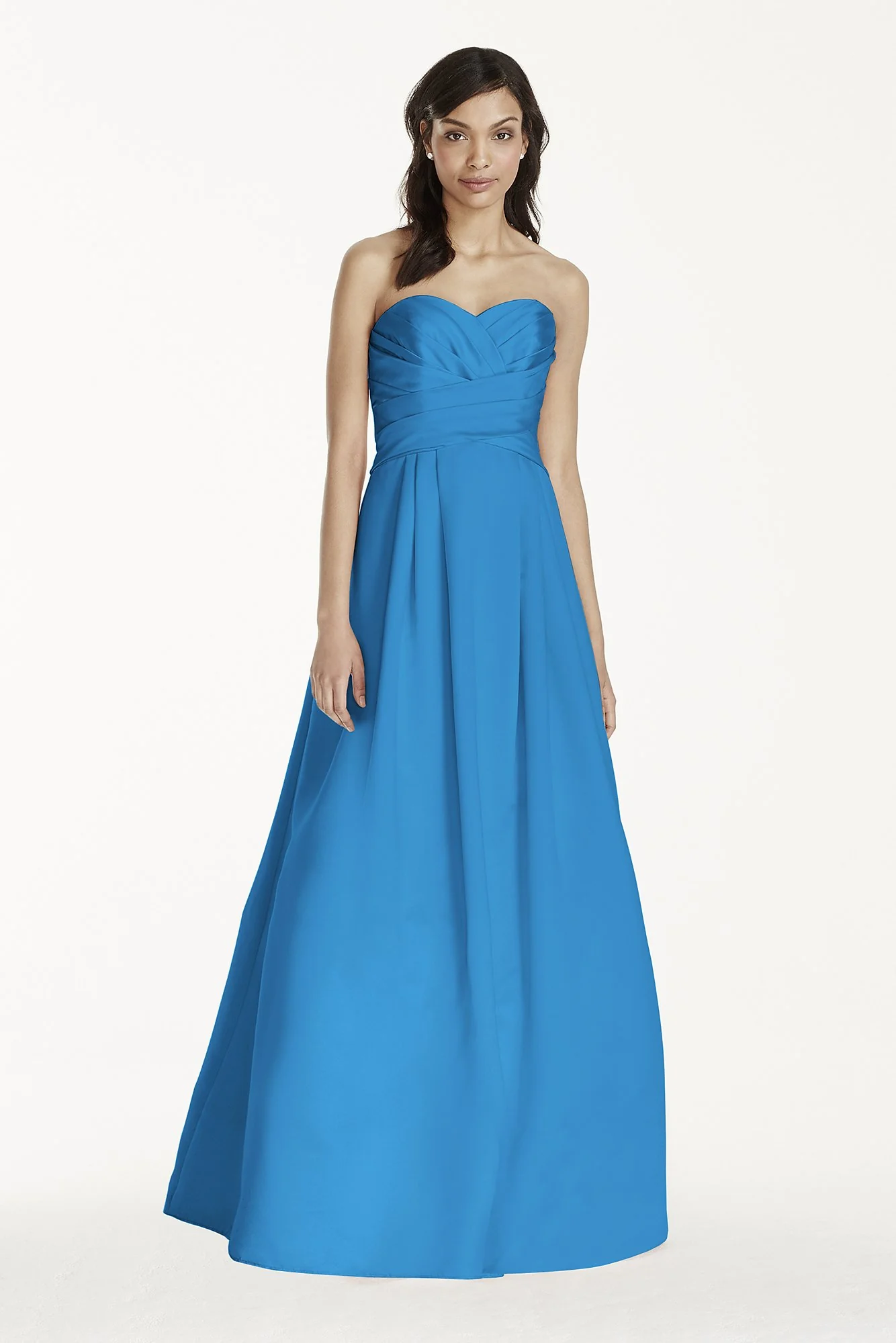 Strapless Satin Pleated Bodice Ball Gown - Image 65