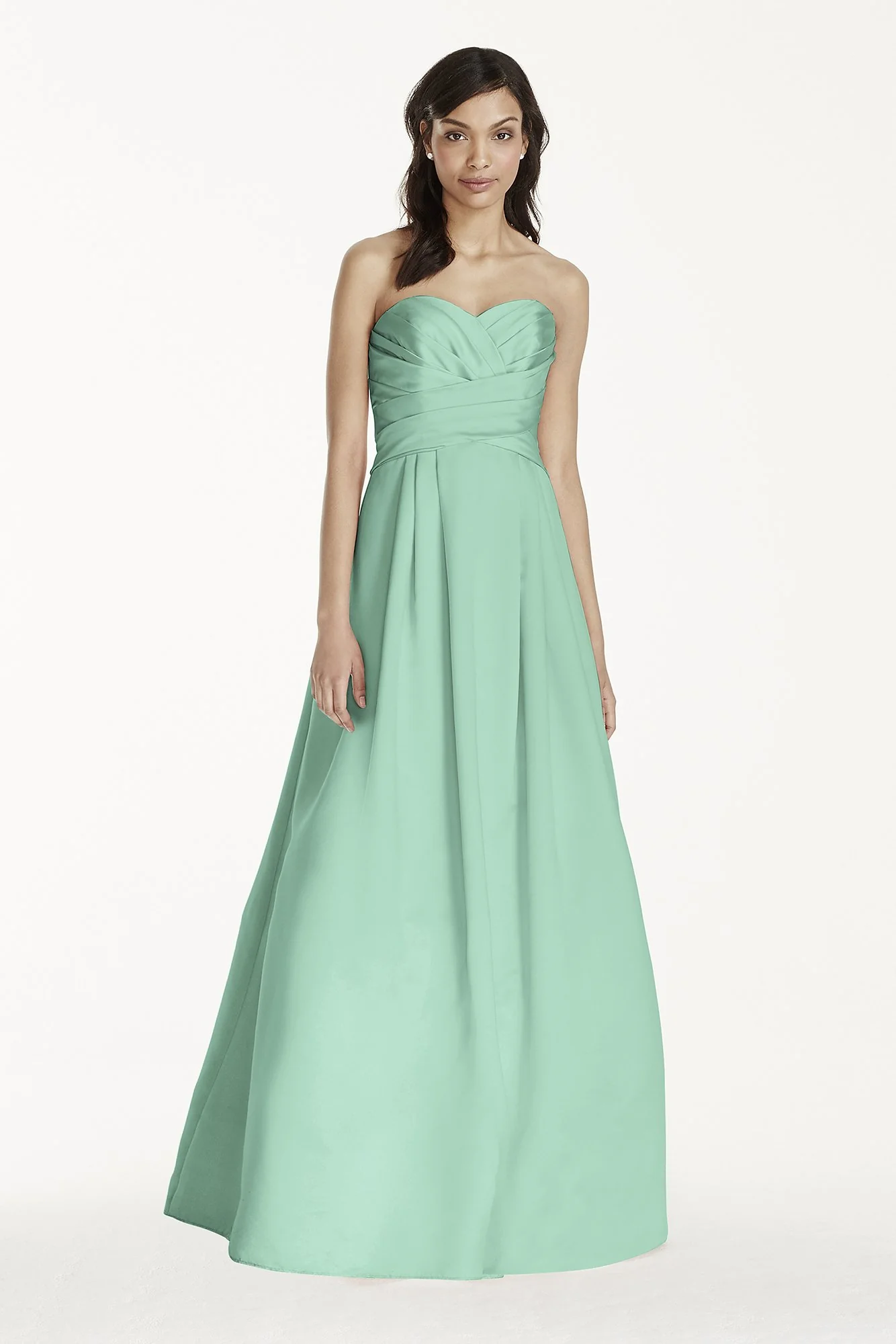 Strapless Satin Pleated Bodice Ball Gown - Image 67