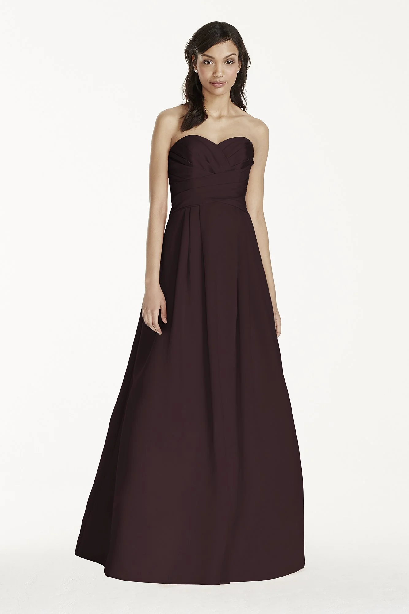 Strapless Satin Pleated Bodice Ball Gown - Image 70