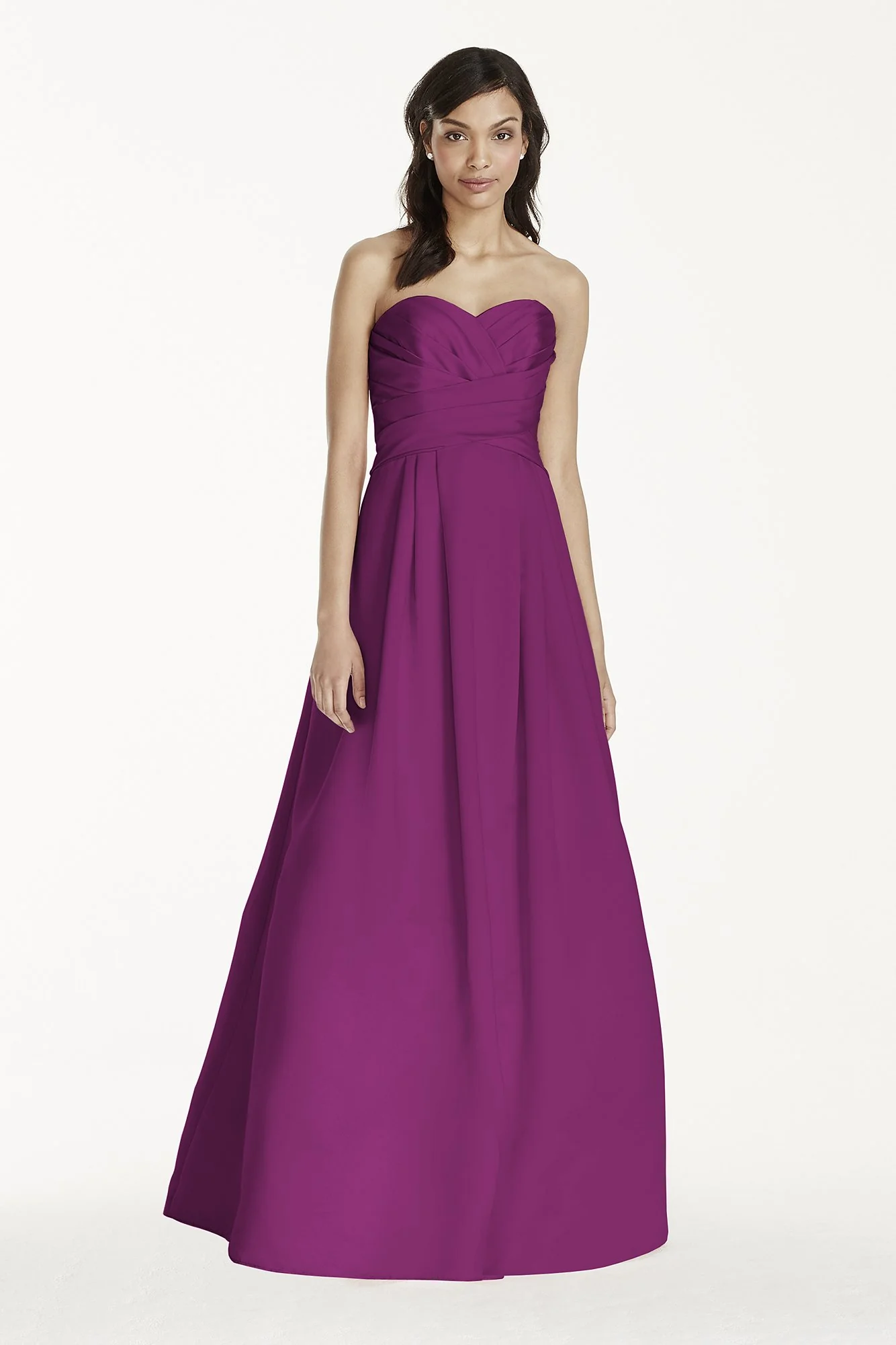 Strapless Satin Pleated Bodice Ball Gown - Image 75
