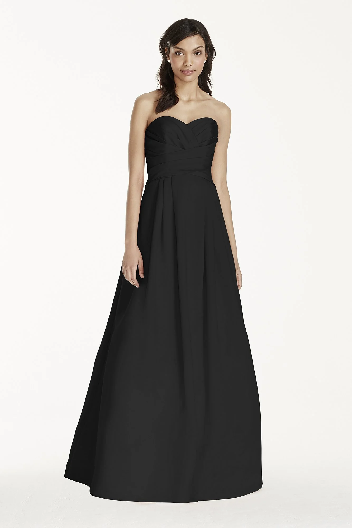 Strapless Satin Pleated Bodice Ball Gown - Image 78