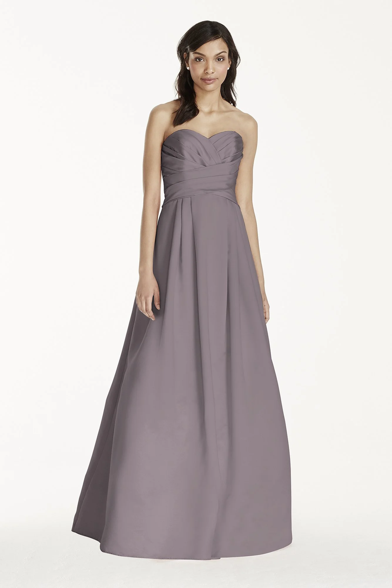 Strapless Satin Pleated Bodice Ball Gown - Image 79