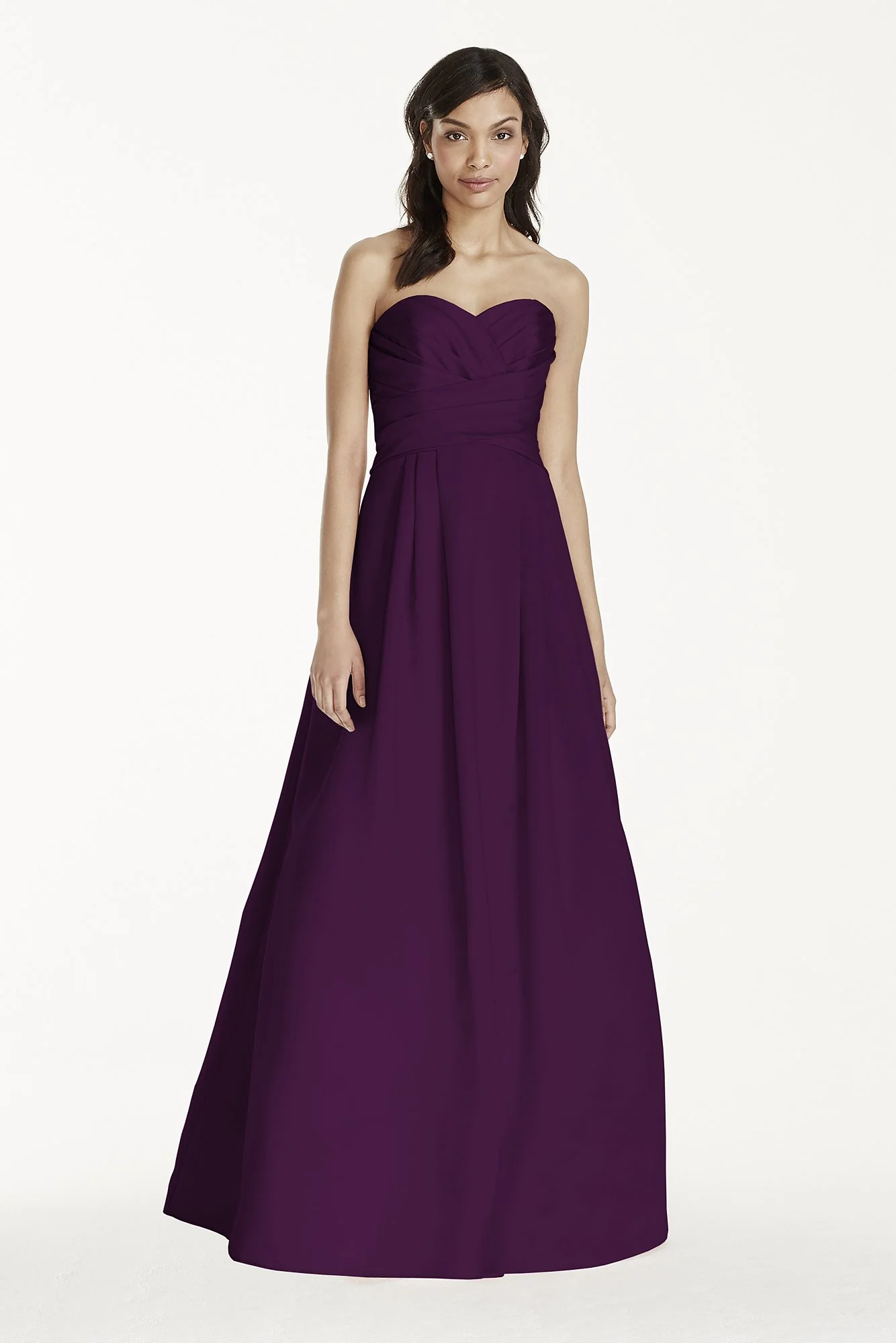 Strapless Satin Pleated Bodice Ball Gown - Image 80