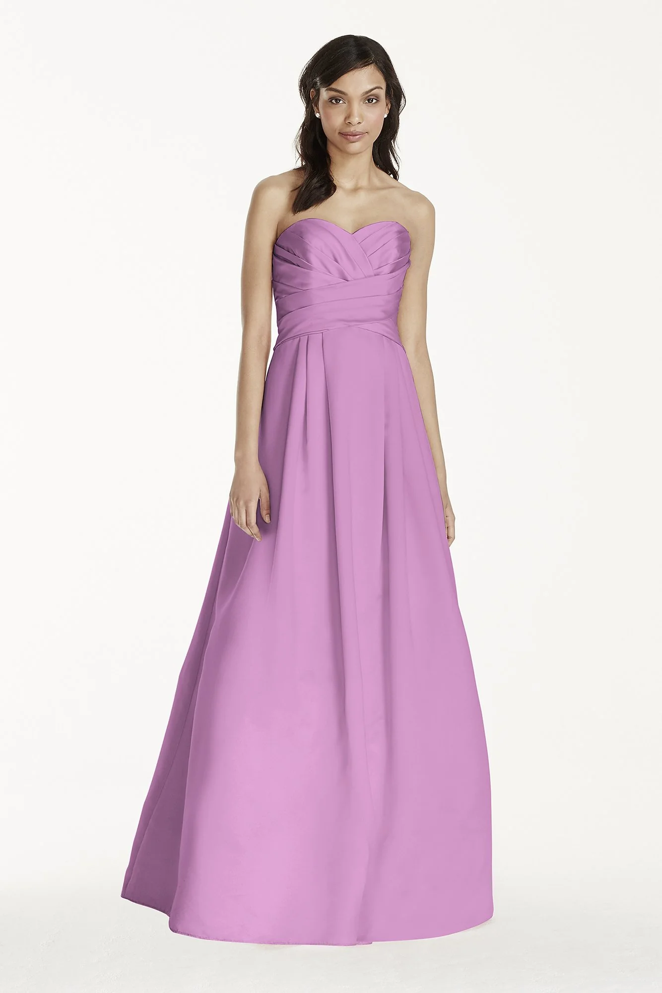 Strapless Satin Pleated Bodice Ball Gown - Image 81