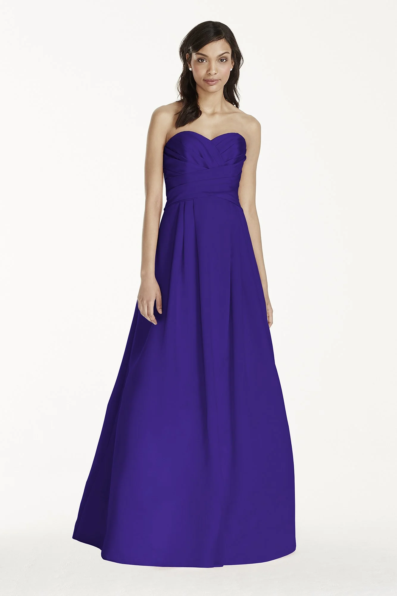 Strapless Satin Pleated Bodice Ball Gown - Image 82