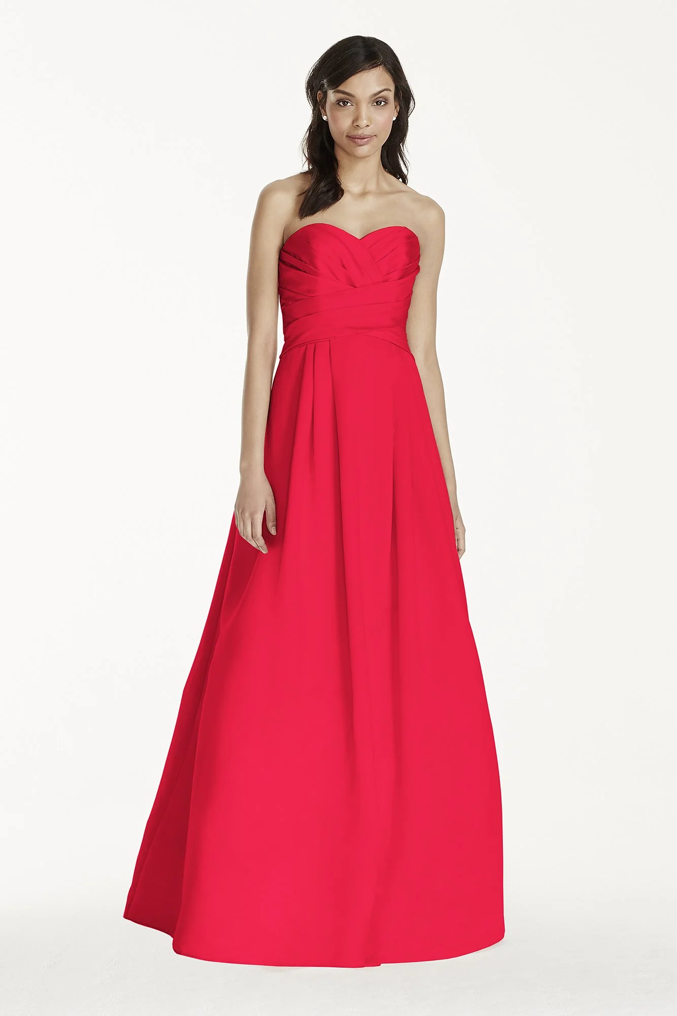 Strapless Satin Pleated Bodice Ball Gown - Image 84