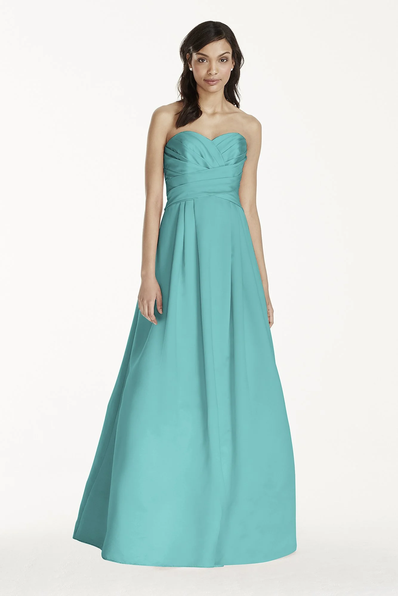Strapless Satin Pleated Bodice Ball Gown - Image 87