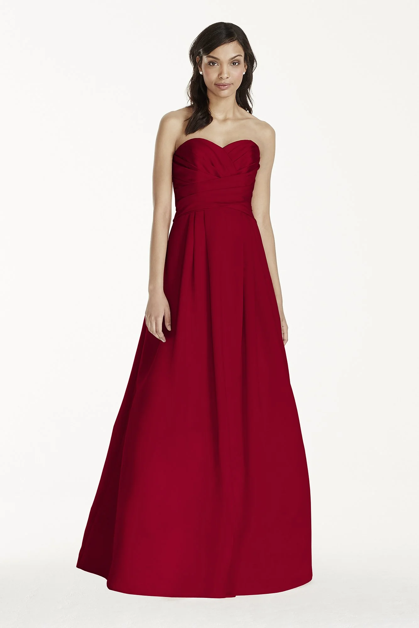 Strapless Satin Pleated Bodice Ball Gown - Image 88