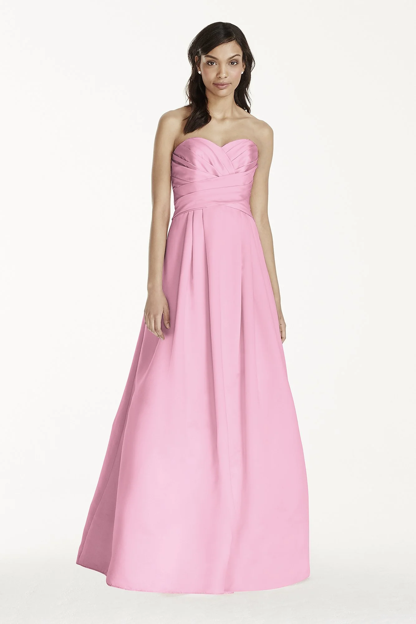Strapless Satin Pleated Bodice Ball Gown - Image 9