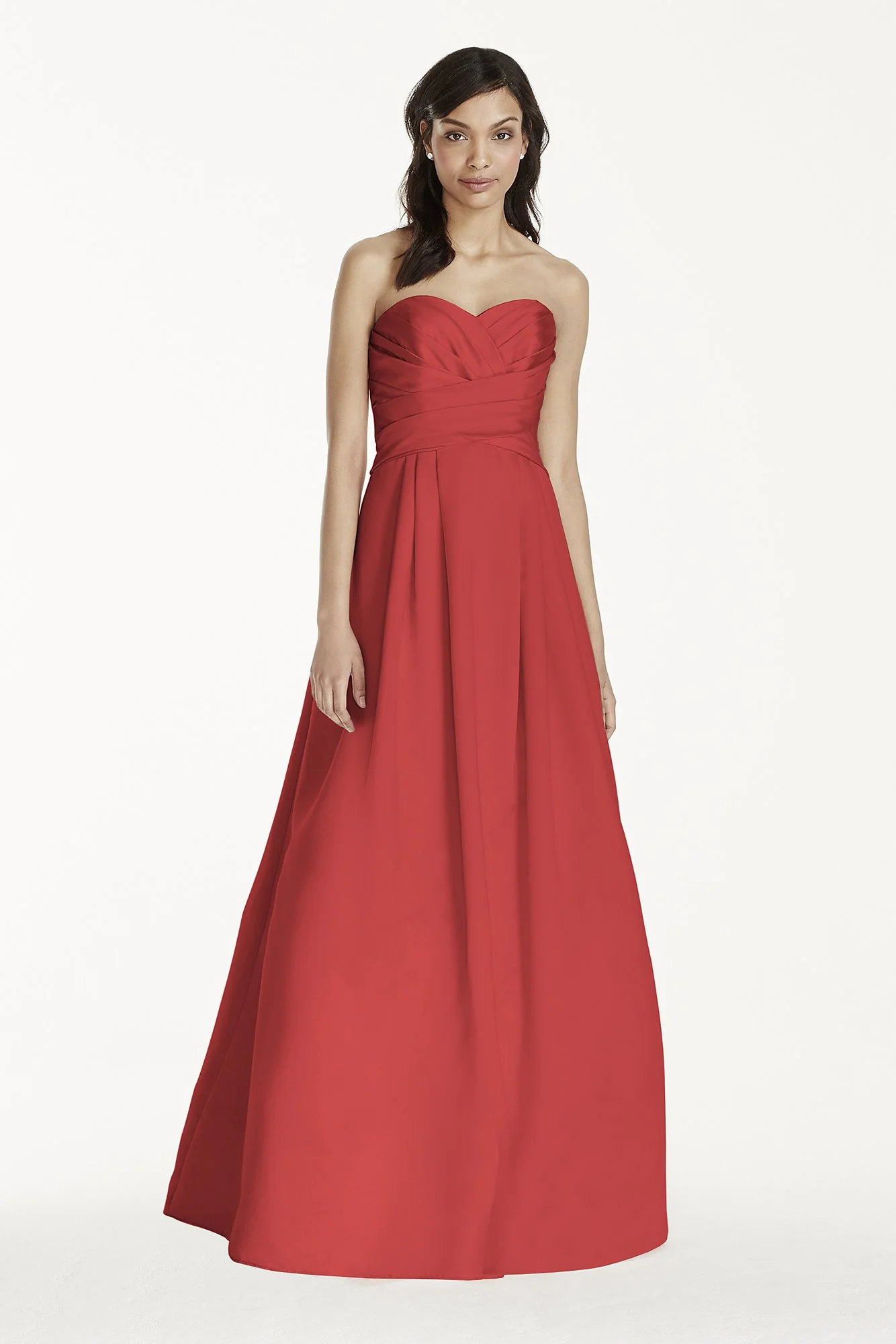 Strapless Satin Pleated Bodice Ball Gown - Image 91