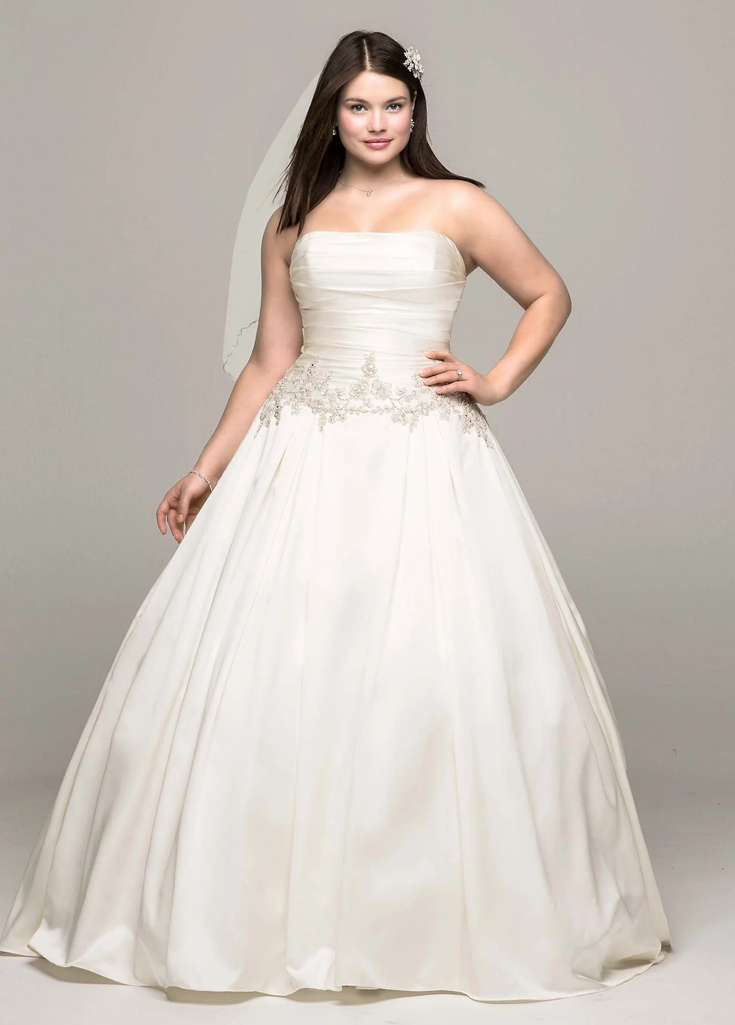 Strapless Satin Wedding Dress with Beaded Accents - Image 5
