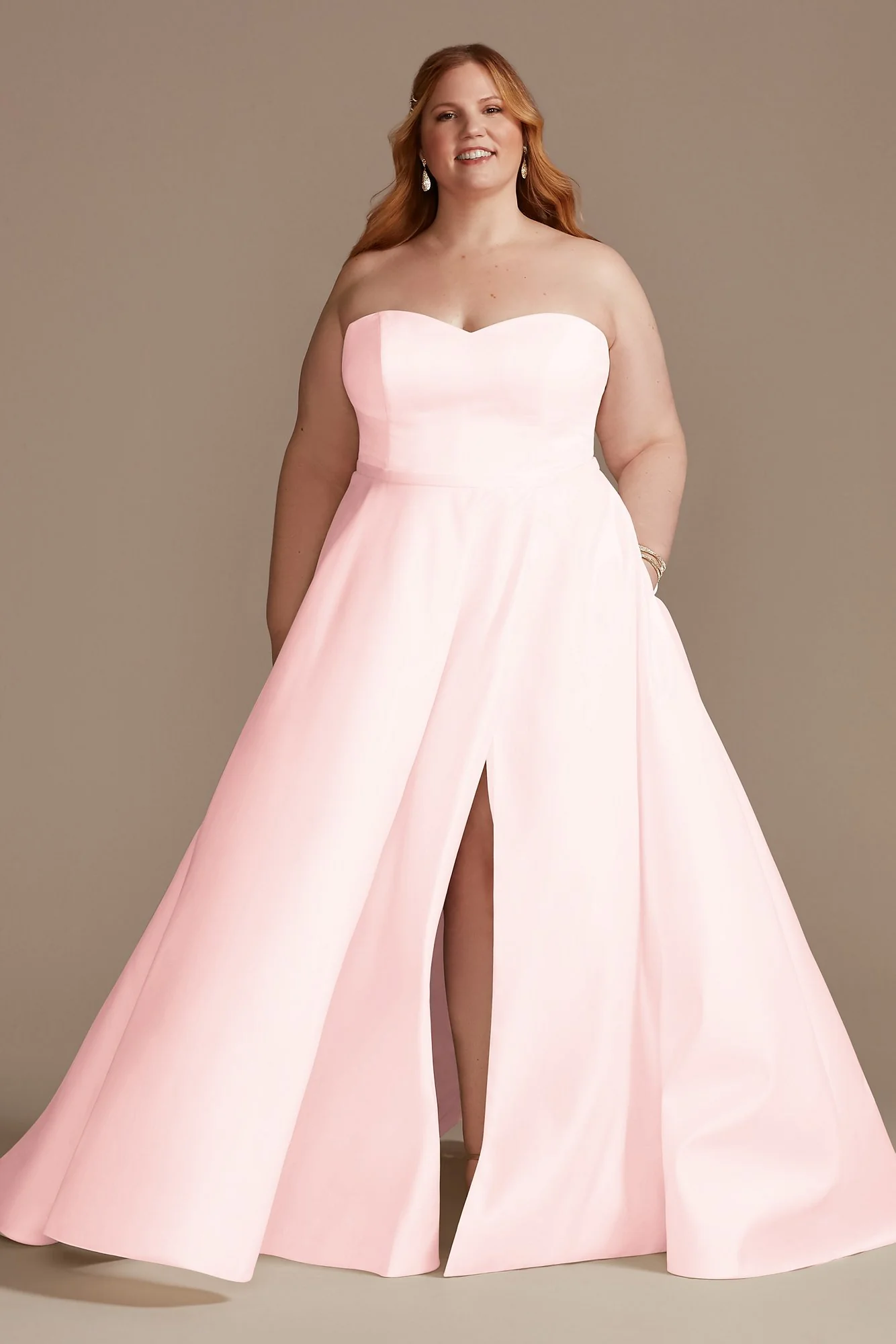 Strapless Satin Wedding Dress with Slit - Image 11