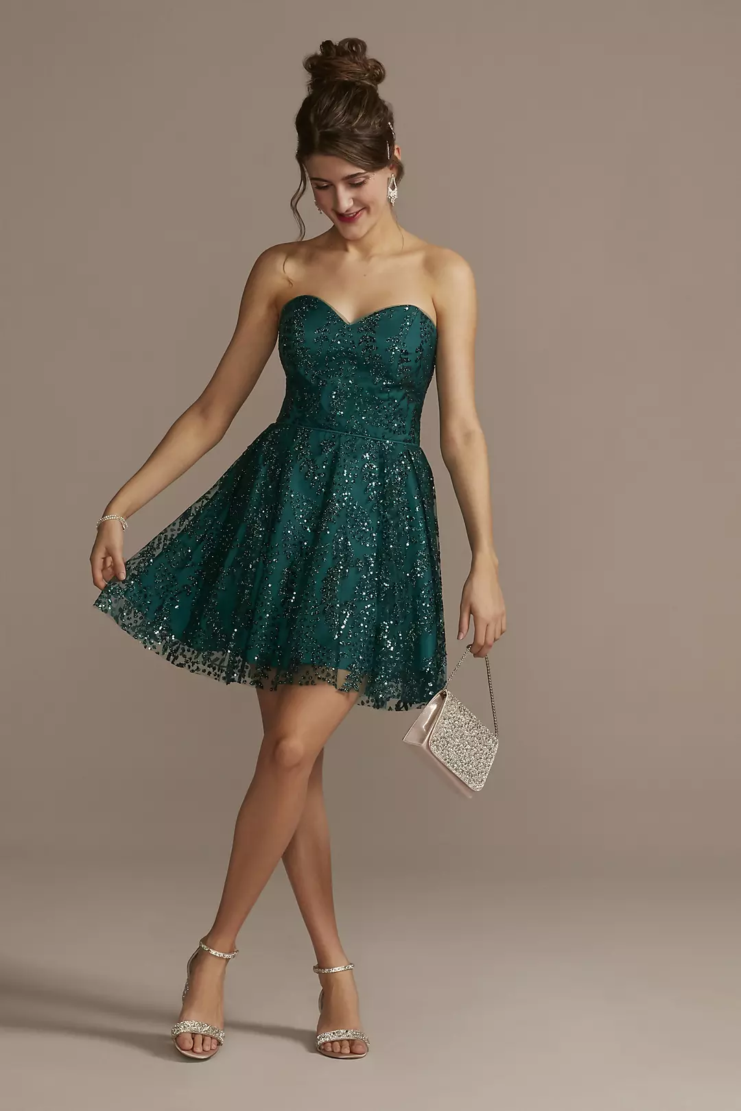 Strapless Sequin A-Line Mini Dress - Image 9