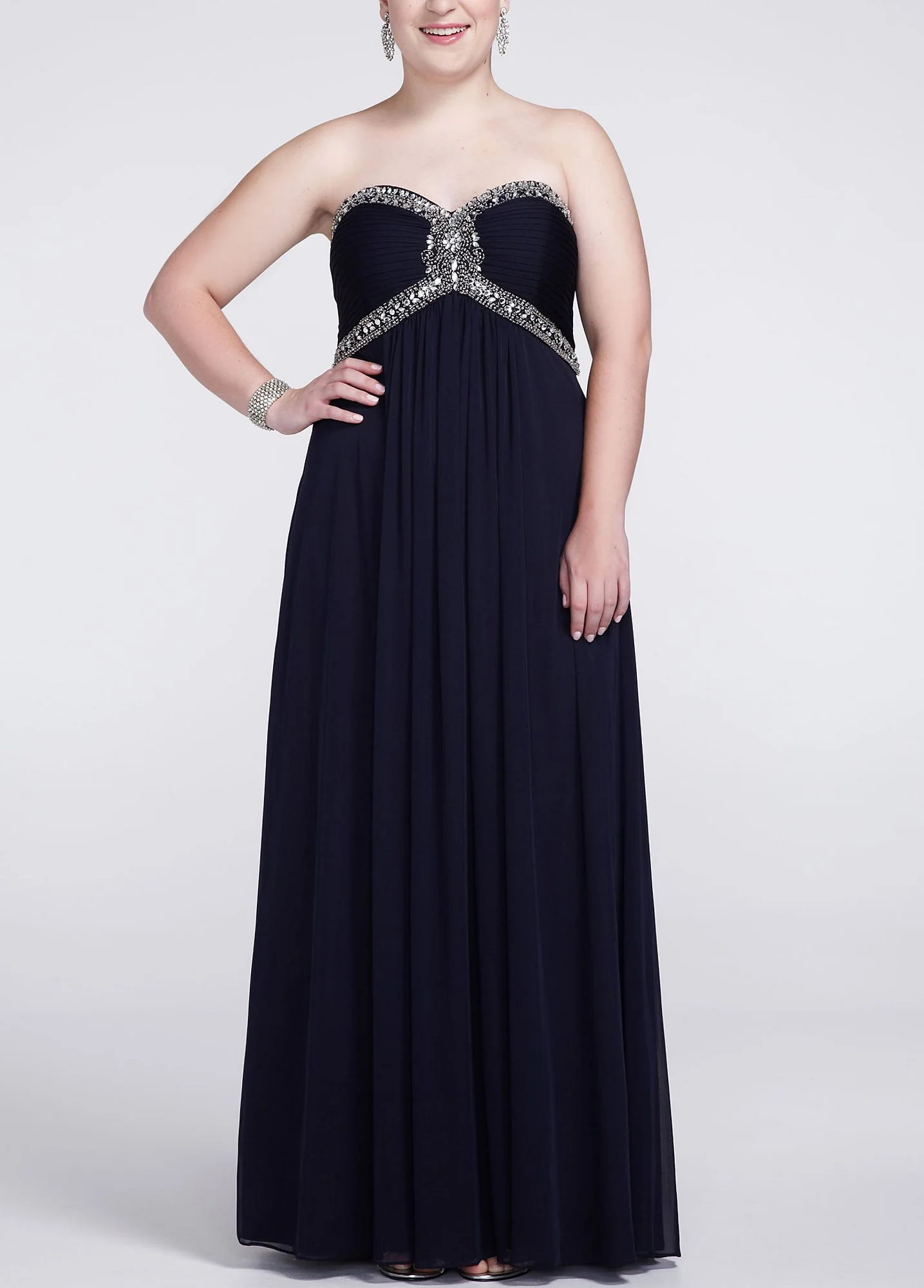 Strapless Sheer Matte Jersey Dress with Beading