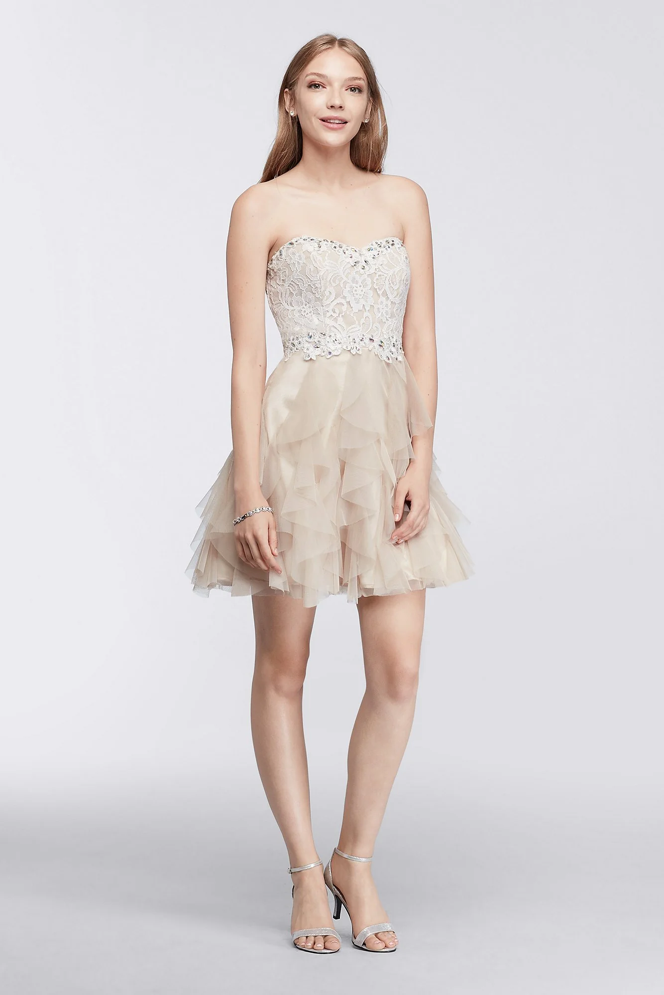 Strapless Short Homecoming Dress with Tiered Skirt - Image 2
