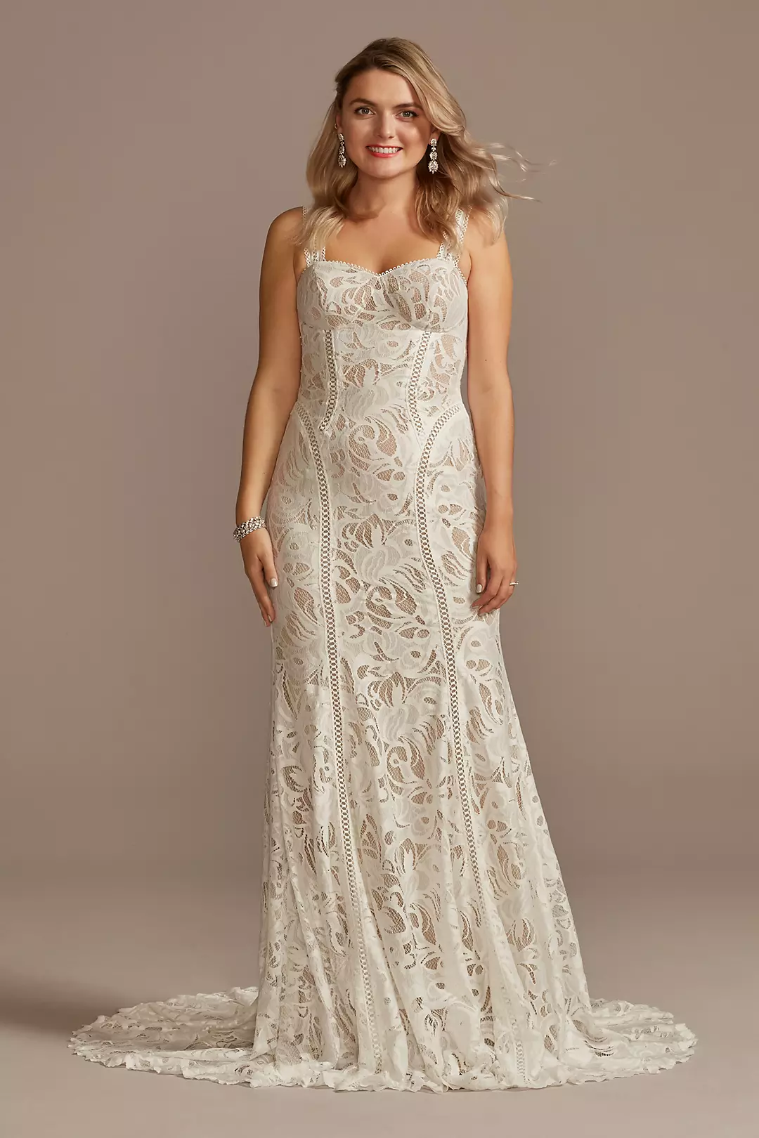 Strapless Stretch Lace Petite Wedding Dress - Image 9