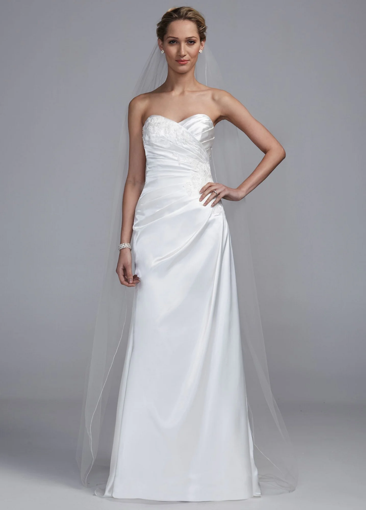 Strapless Sweetheart A Line Gown with Lace Detail - Image 3