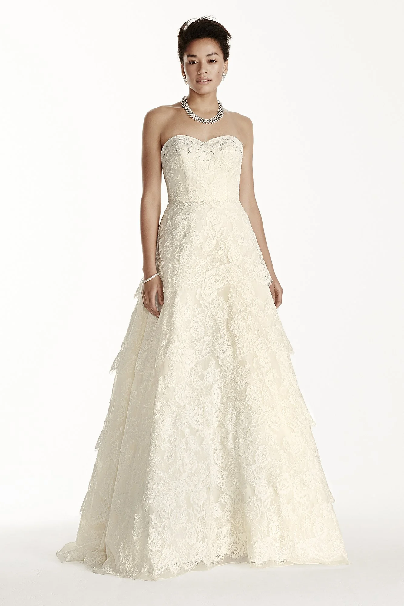 Strapless Sweetheart Beaded Lace A-line Dress