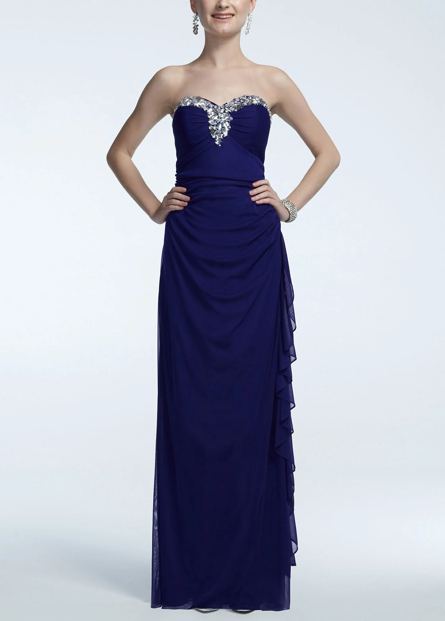 Strapless Sweetheart Embellished Bodice Dress