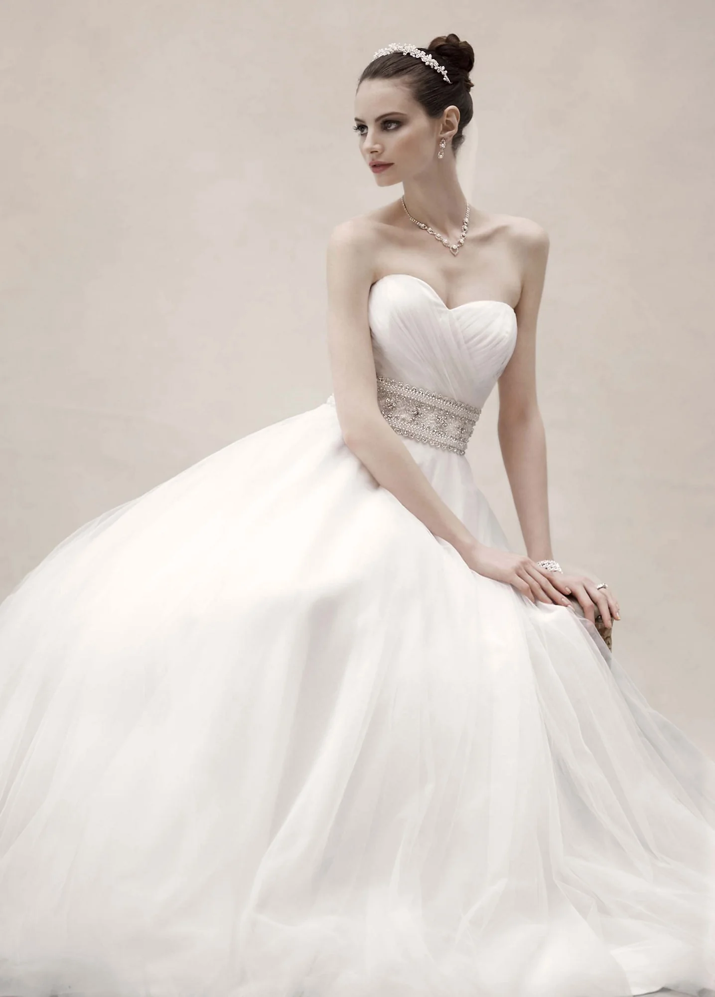 Strapless Tulle Ball Gown with Beaded Belt - Image 2