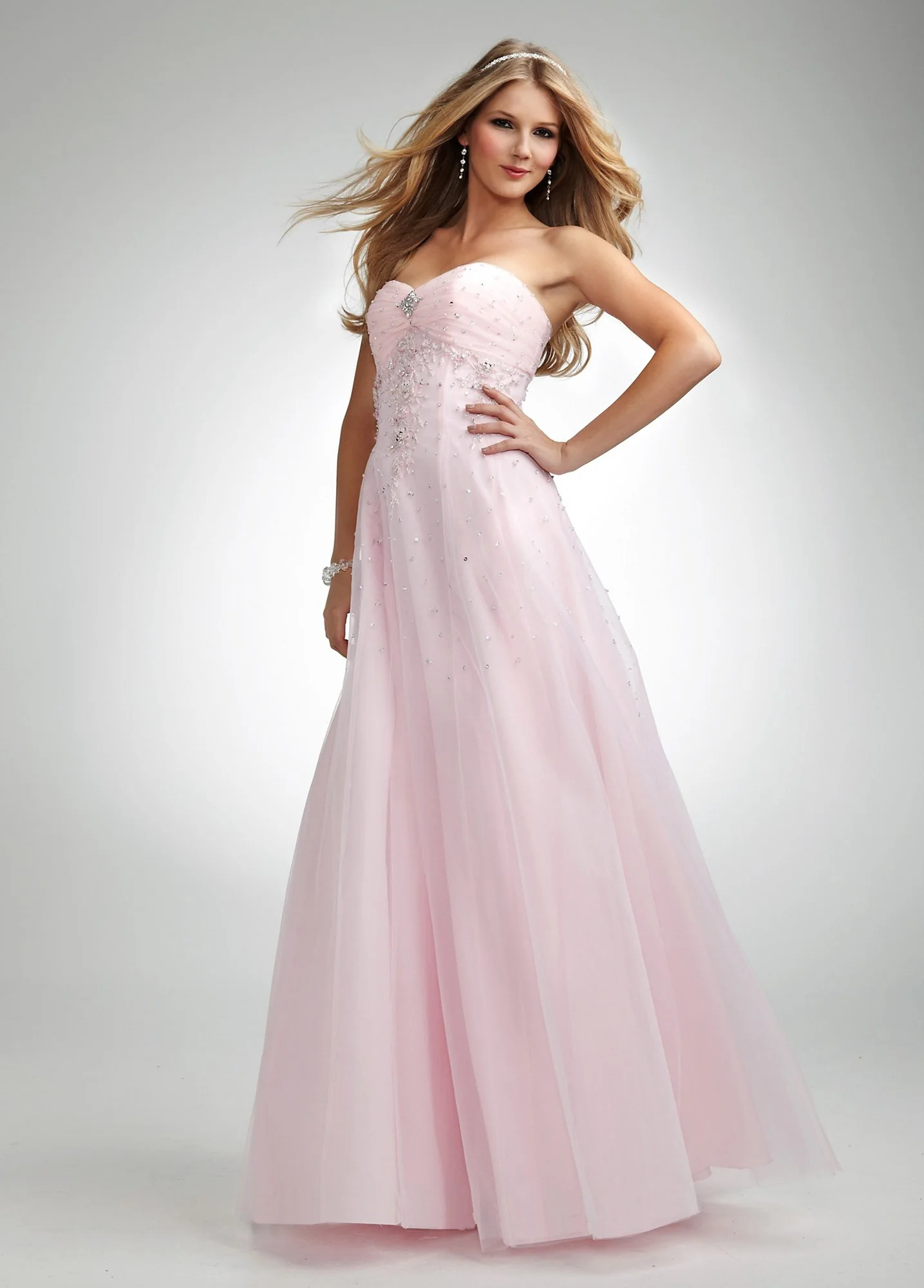 Strapless Tulle Ball Gown with Beaded Bodice
