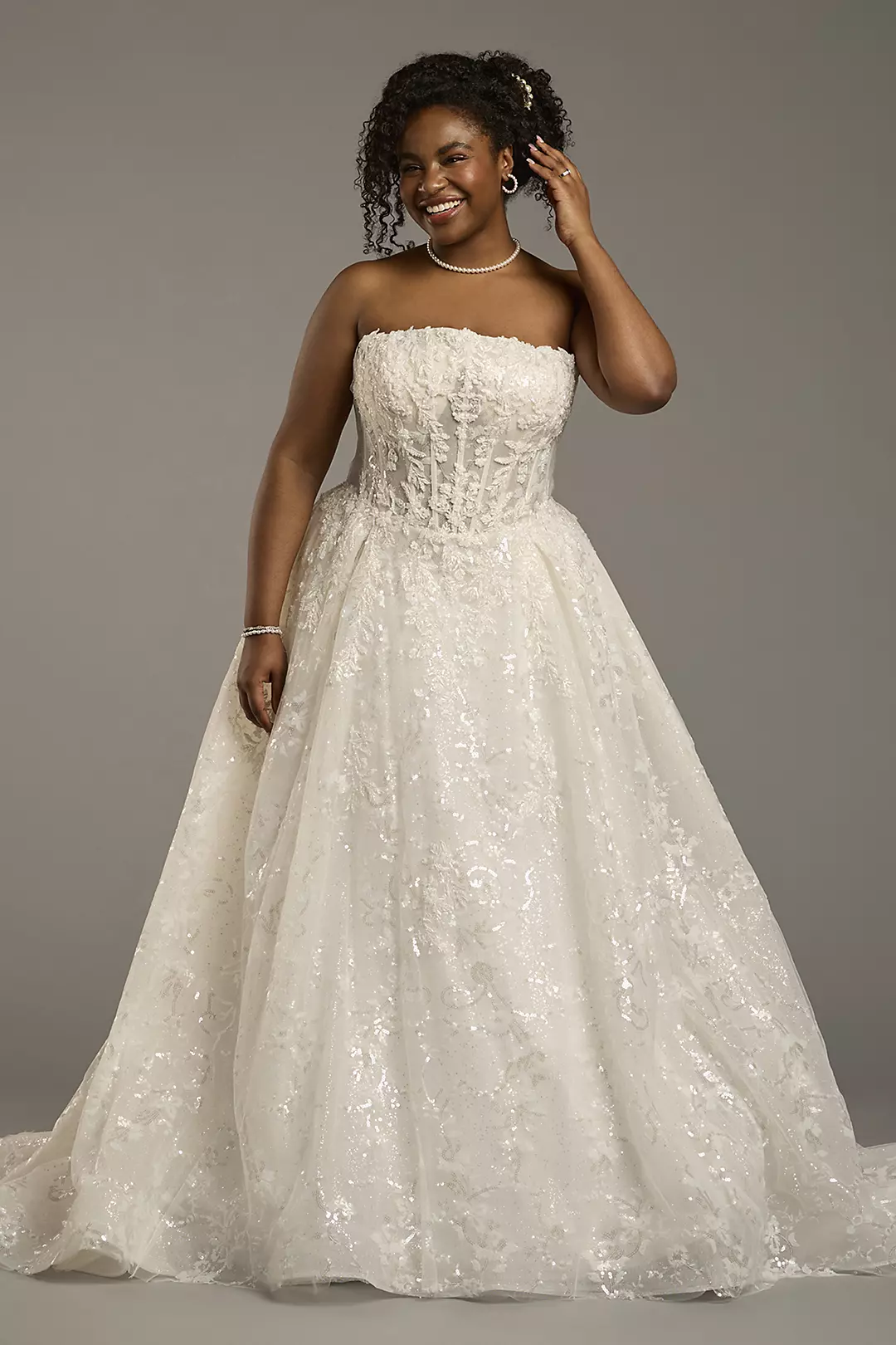 Strapless Tulle Ball Gown with Lace Appliques - Image 10