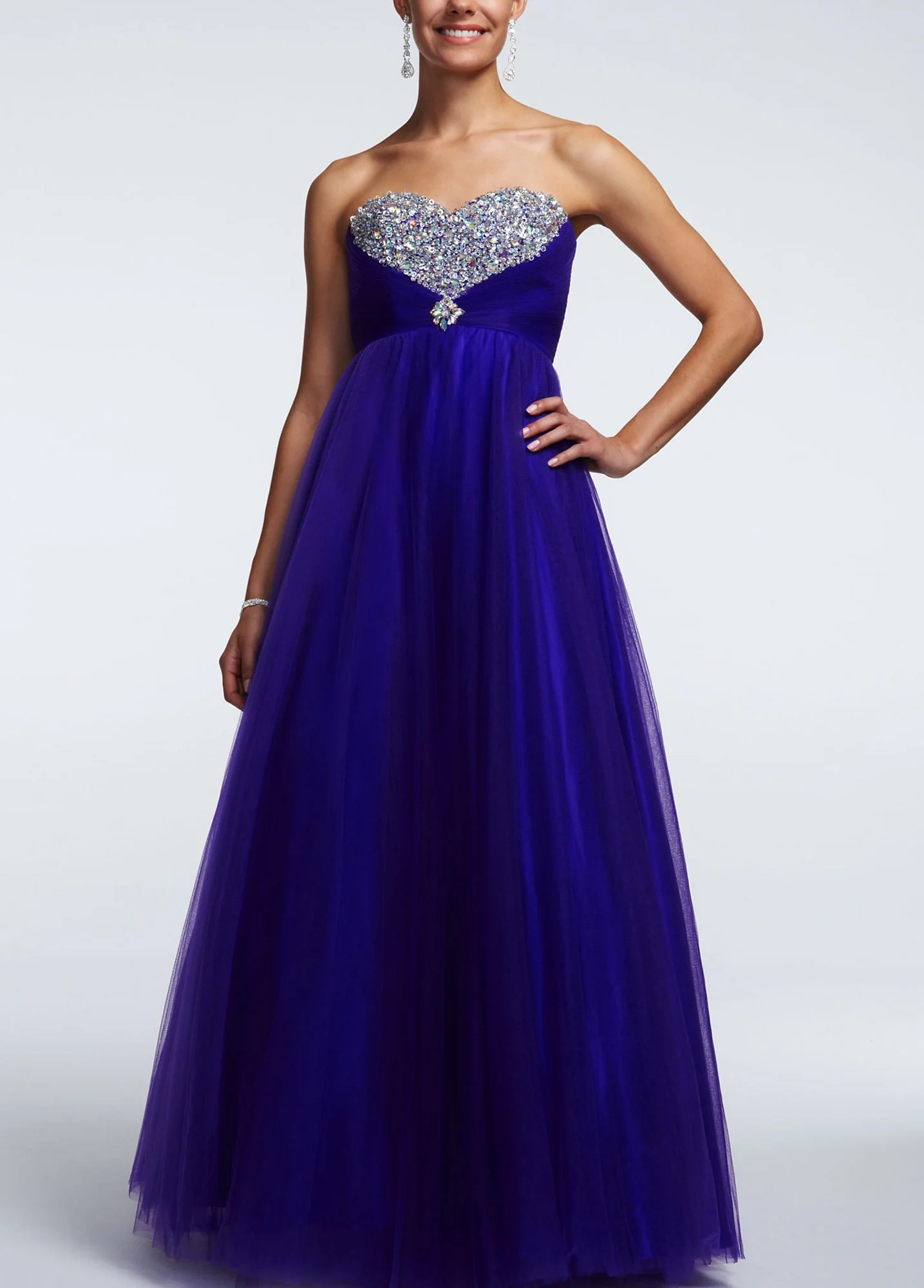 Strapless Tulle Prom Dress with Jeweled Detail