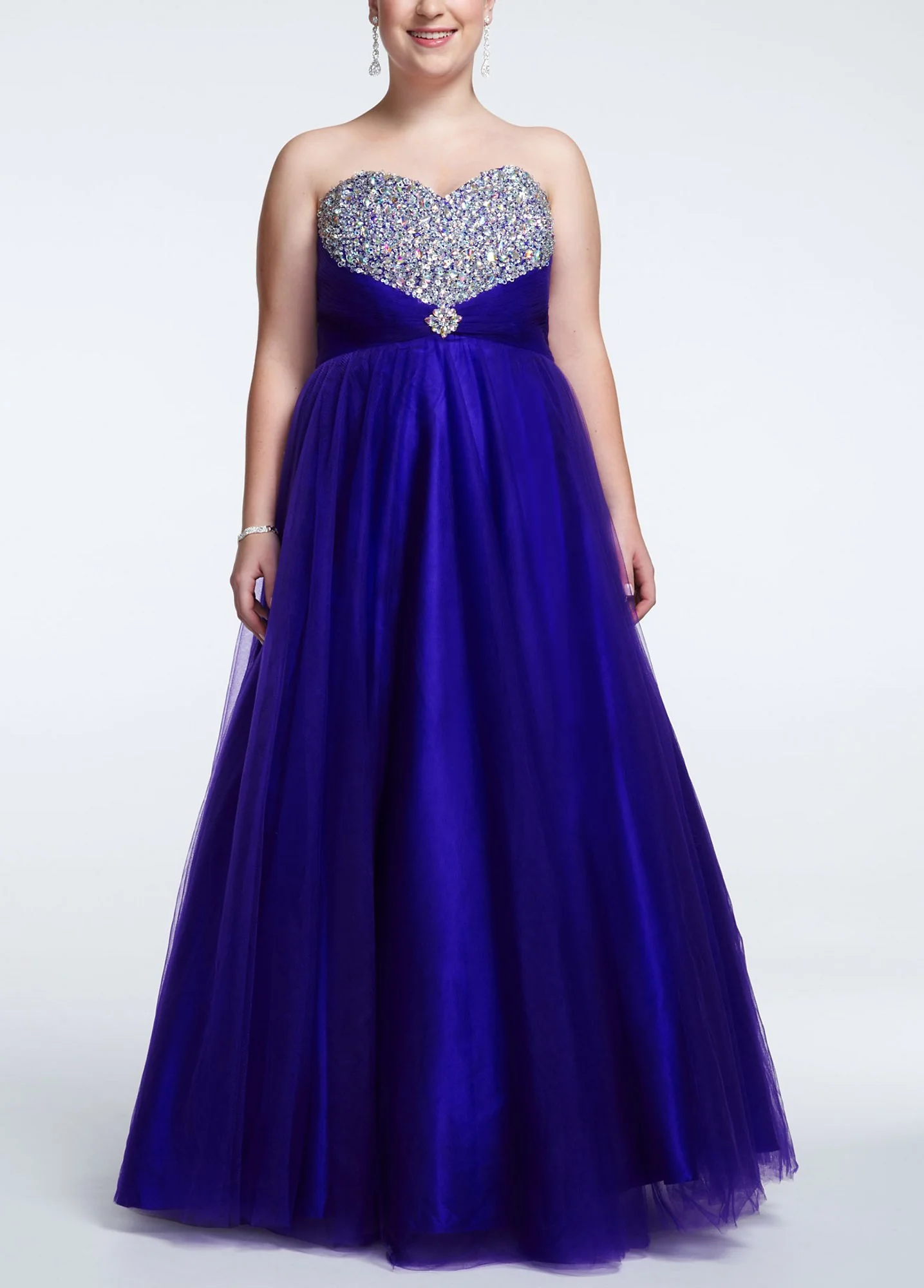 Strapless Tulle Prom Dress with Jeweled Detail